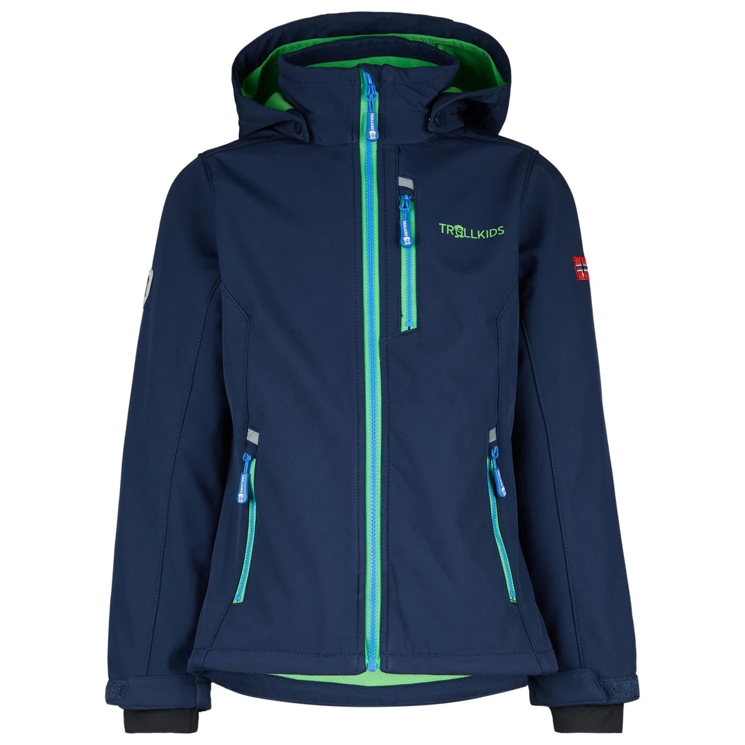Детско софтшел яке Trollkids Kid's Balestrand Jacket Softshell jacket - Navy / Bright Green / Medium Blue
