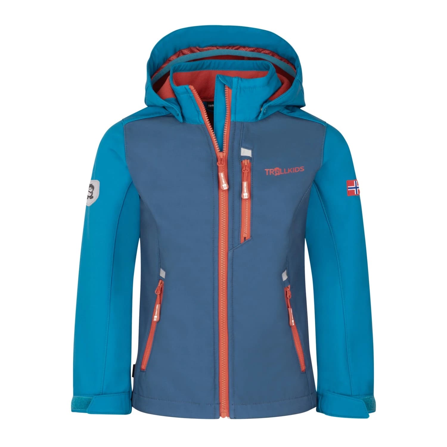 Детско софтшел яке Trollkids Kid's Balestrand Jacket Softshell jacket - Summernight Blue / Mystic Blue / Red Clay