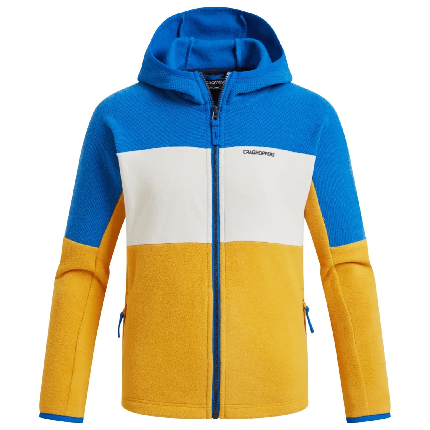 Детско поларено яке Craghoppers Kid's Bindloe Kapuzenjacke Fleece jacket - Howlite Blue / Warbler Yellow