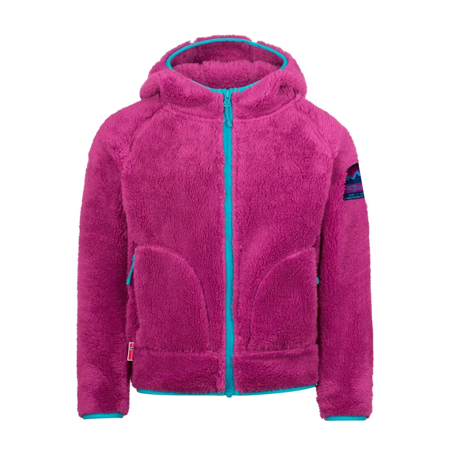 Детско поларено яке Trollkids Girl's Borgund Jacket XT Fleece jacket - Bright Berry / Dark Turquoise