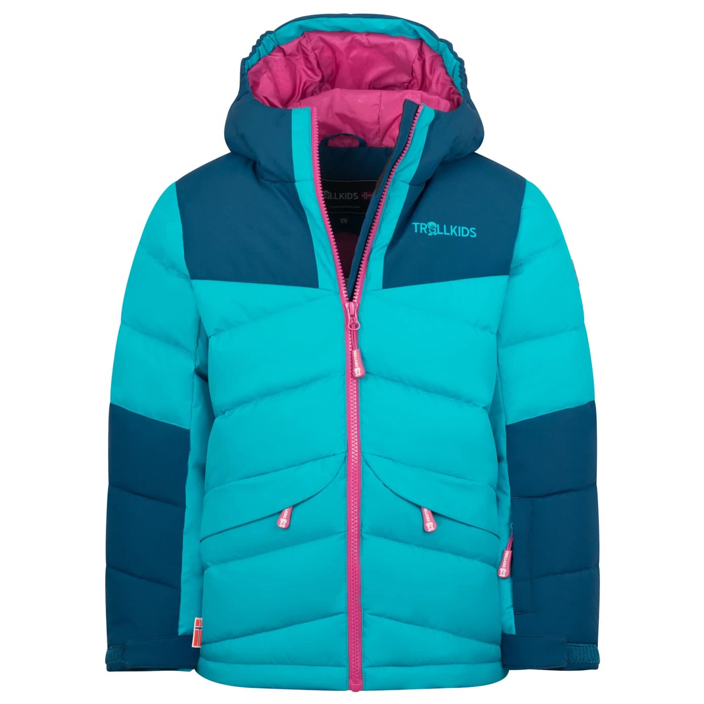 Детско синтетично яке Trollkids Girl's Narvik Jacket Pro Synthetic jacket - Dark Turquoise / Madeira Blue / Bright Berry