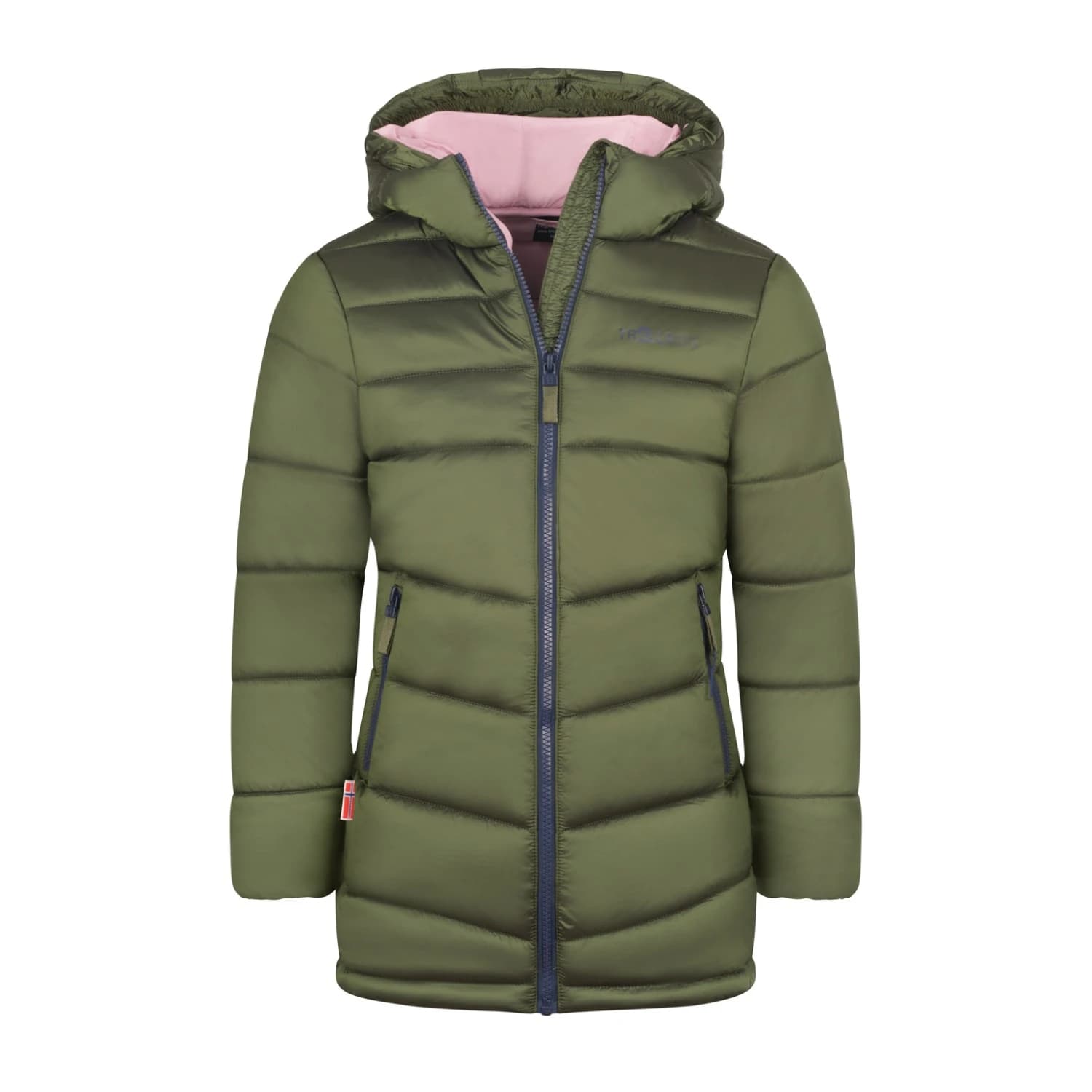 Детско палто Trollkids Girl's Trondheim Coat - Dusky Olive / Navy / Pink Dawn