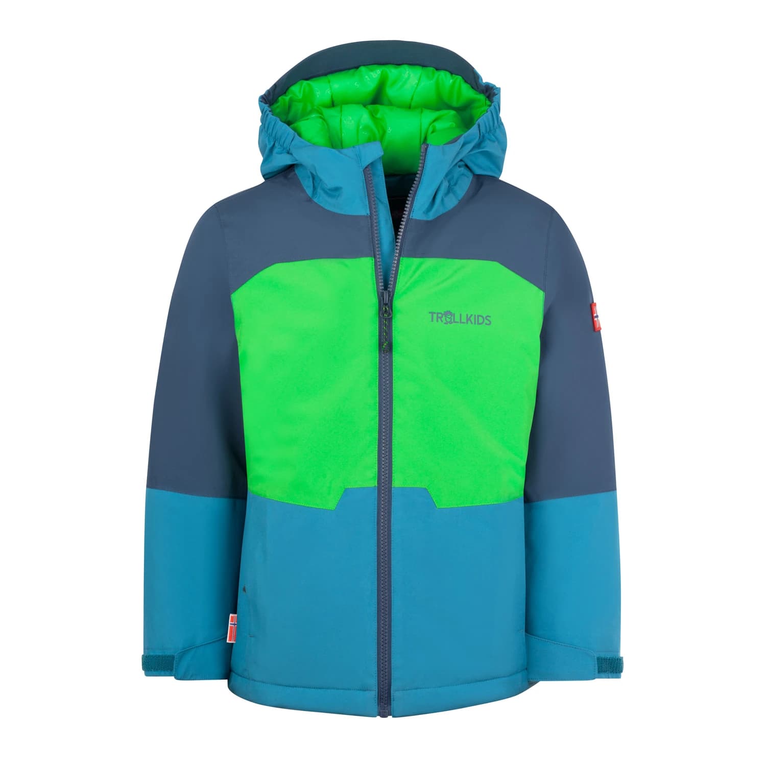 Детско зимно яке Trollkids Kid's Hardanger Jacket Winter jacket - Fresh Green / Mystic Blue / Dark Marine