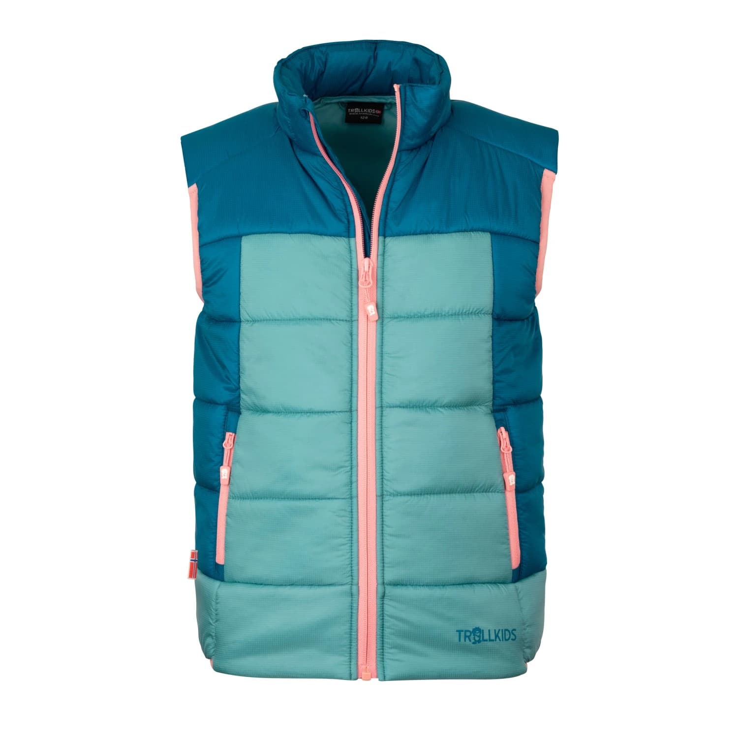 Детски синтетичен елек Trollkids Kid's Hardanger Vest Synthetic vest - Aqua Haze / Harbor Blue / Peony Rose