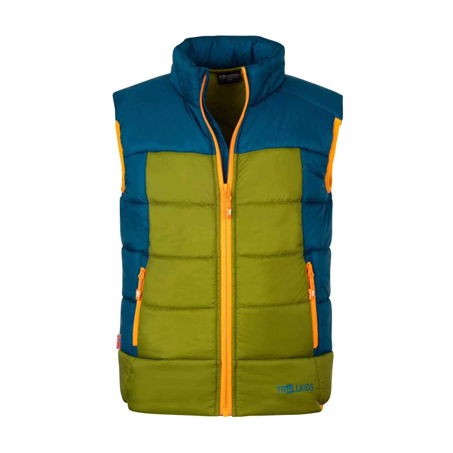 Детски синтетичен елек Trollkids Kid's Hardanger Vest Synthetic vest - Pear Green / Lagoon Green / Sahara Sunset