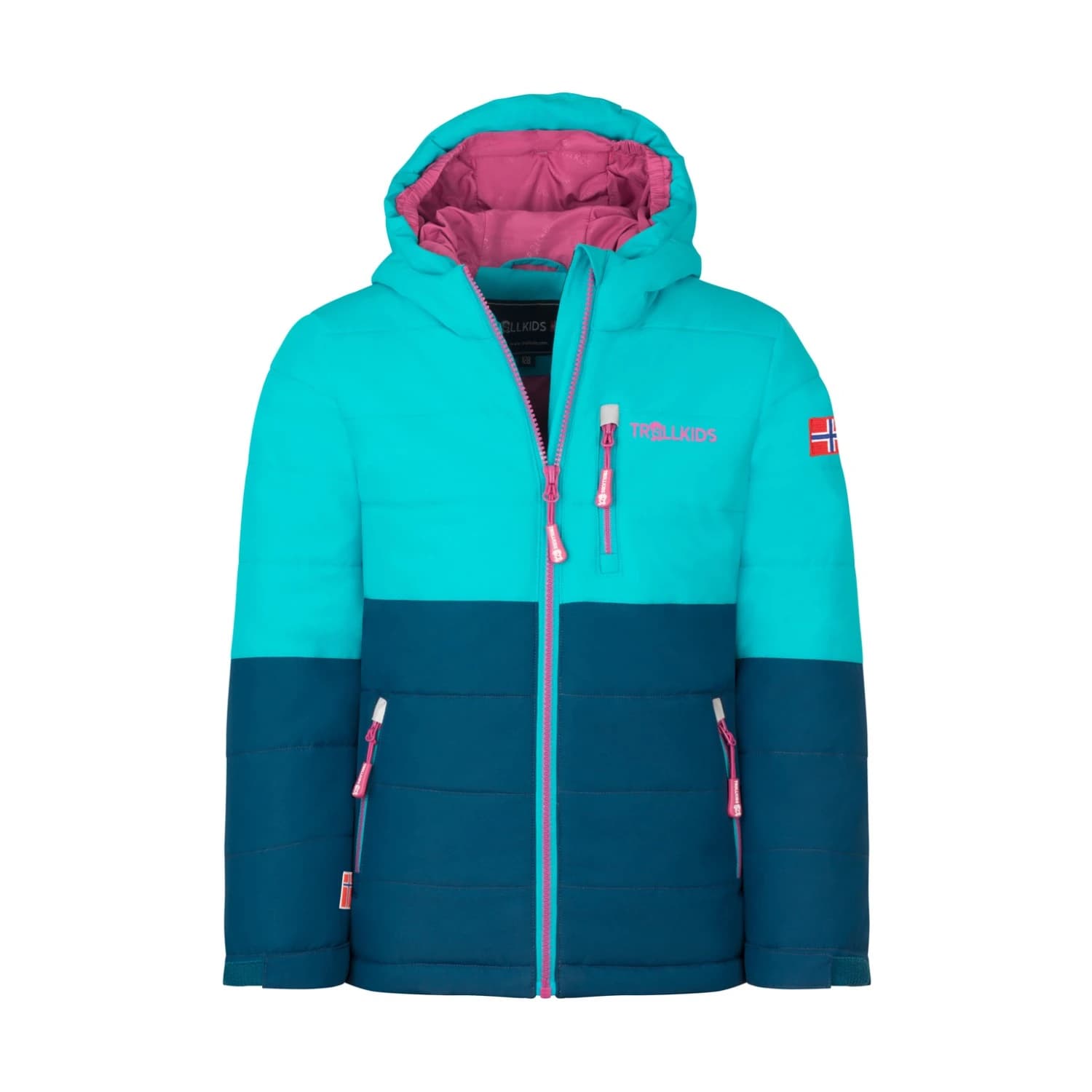 Детско ски яке Trollkids Kid's Hemsedal Snow Jacket XT Ski jacket - Dark Turquoise / Madeira Blue / Bright Berry