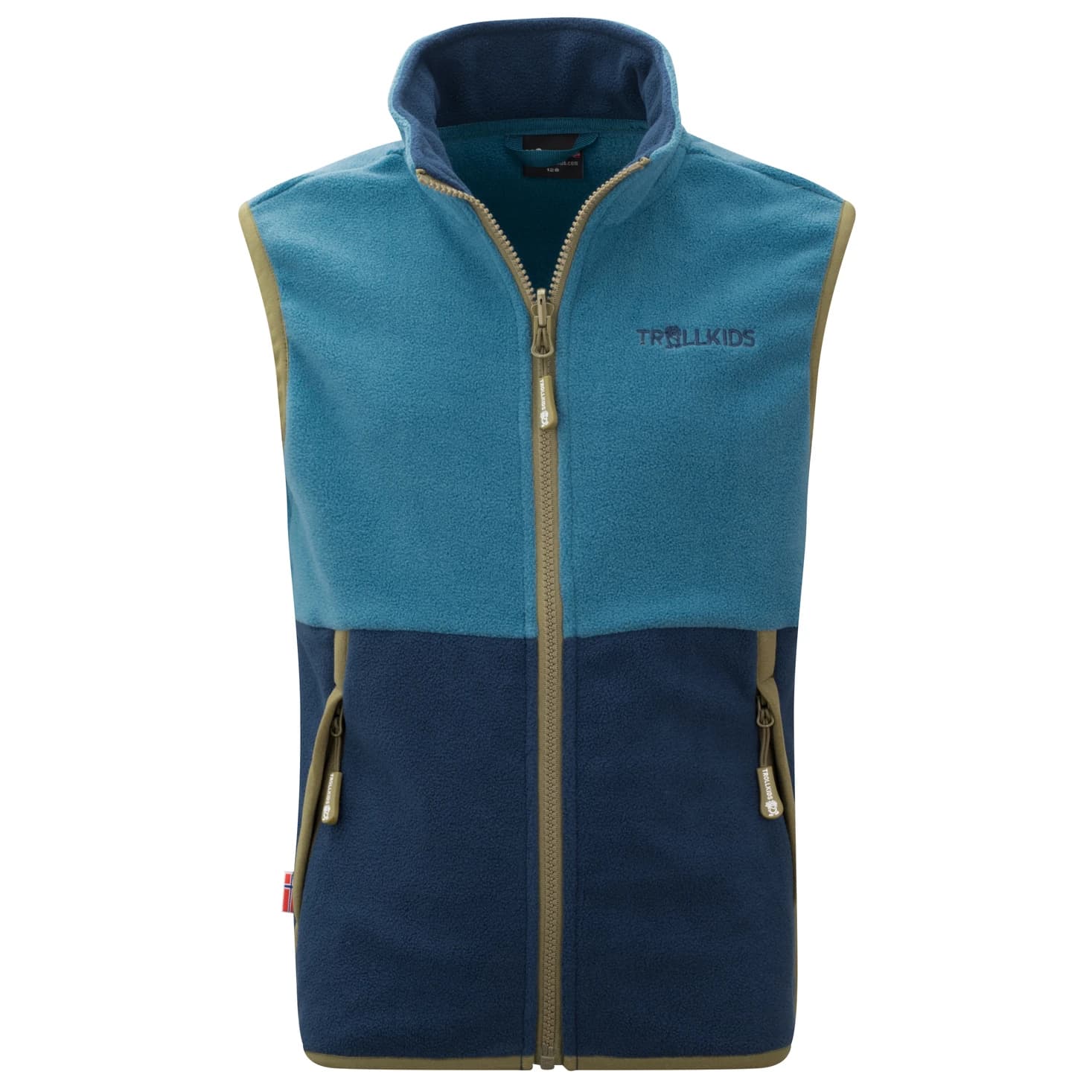 Детски поларен елек Trollkids Kid's Kjerag Vest Fleece vest - Dark Marine / Mystic Blue / Pine Green