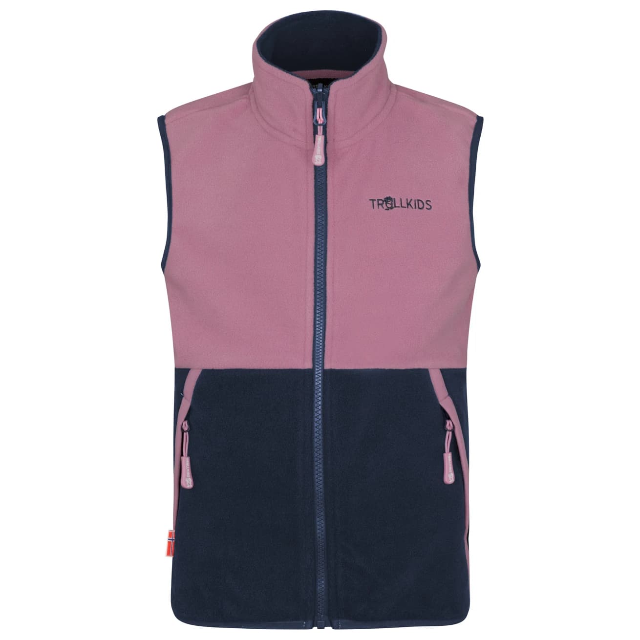 Детски поларен елек Trollkids Kid's Kjerag Vest Fleece vest - Mauve / Navy