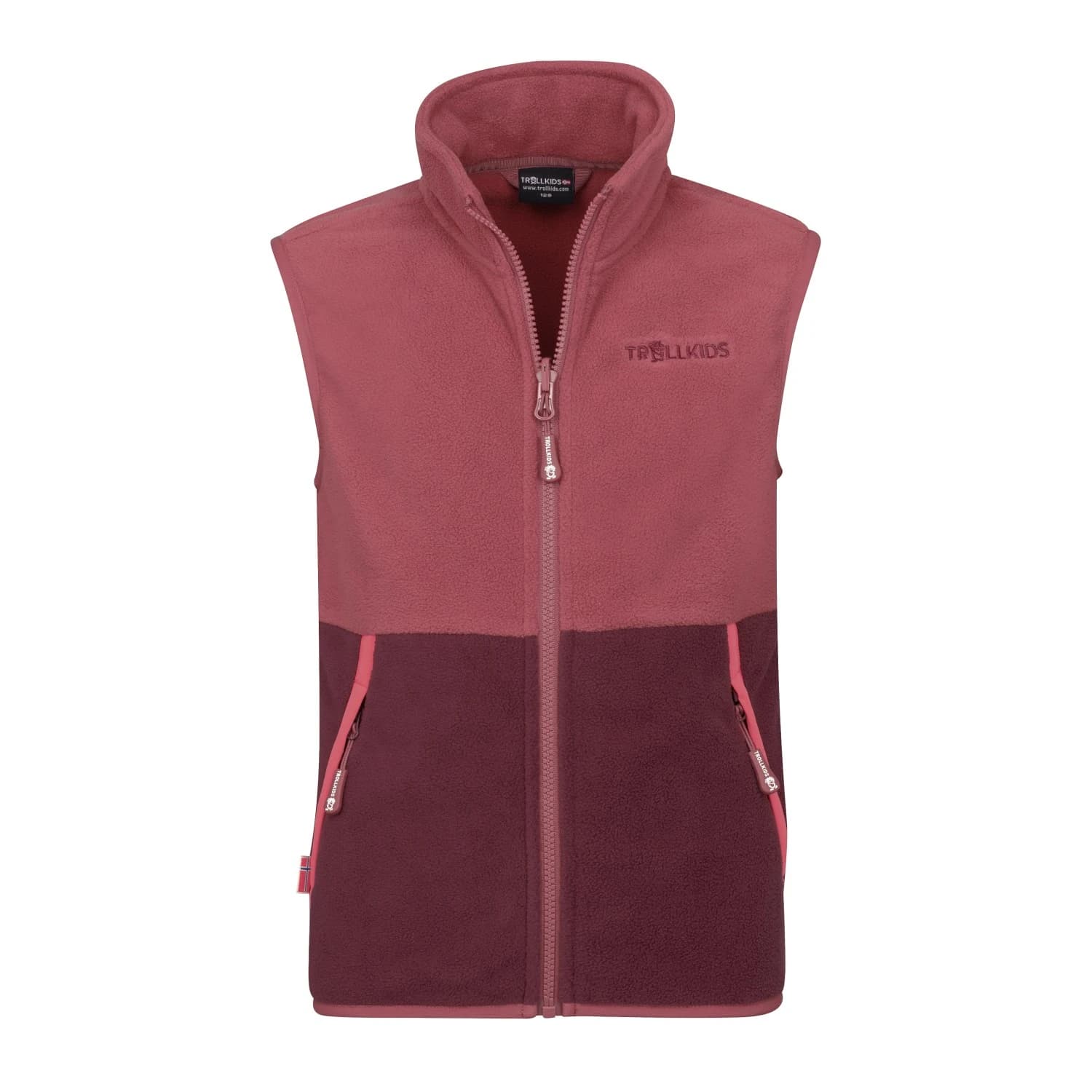 Детски поларен елек Trollkids Kid's Kjerag Vest Fleece vest - Frozen Berry / Deep Ruby