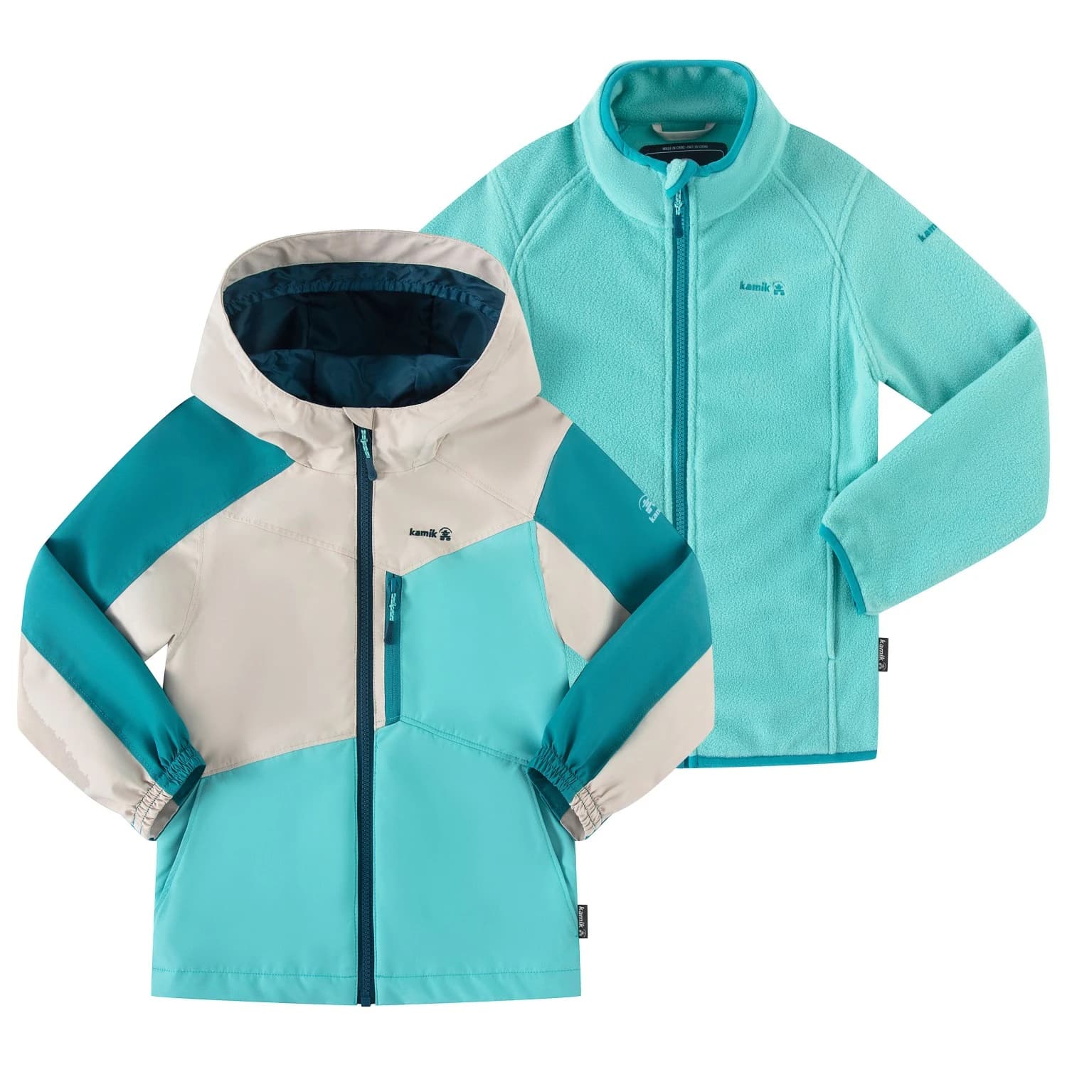 Детско 3-в-1 яке Kamik Kid's Estella Waterproof jacket - Oatmeal / Teal