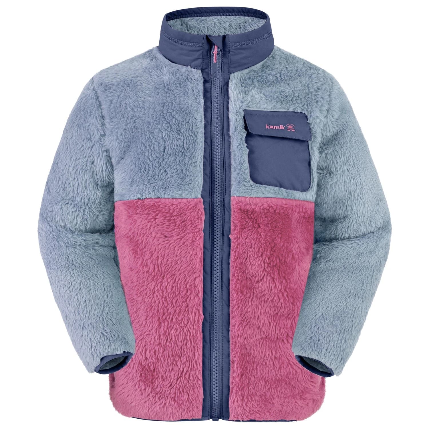 Детско поларено яке Kamik Kid's Shep Fleece jacket - Pacific / Pinky