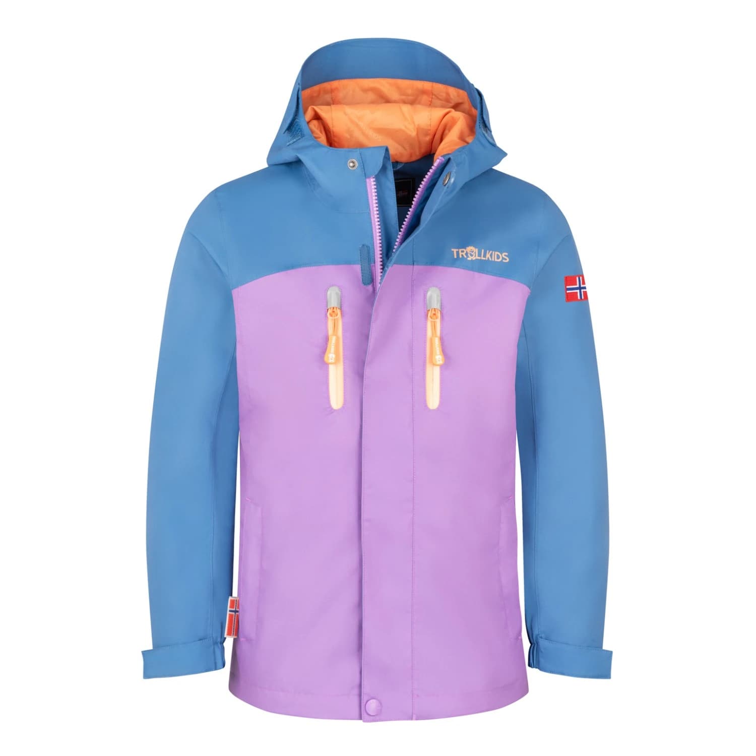 Детско водоустойчиво яке Trollkids Girl's Nusfjord Jacket Waterproof jacket - Cornflower / Violet Sorbet