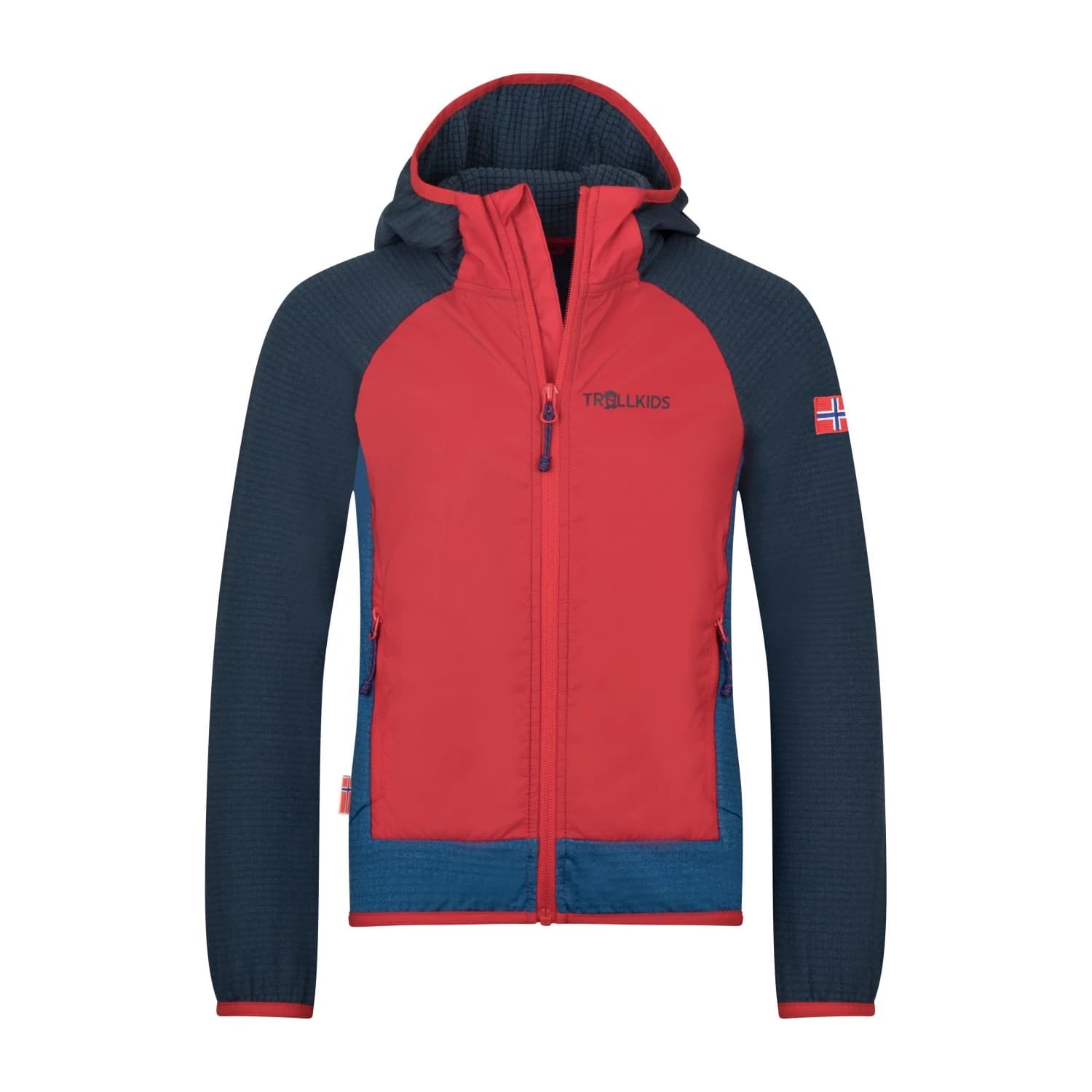 Детско поларено яке Trollkids Kid's Seiland Jacket Fleece jacket - Bright Red / Mystic Blue / Alpine Blue