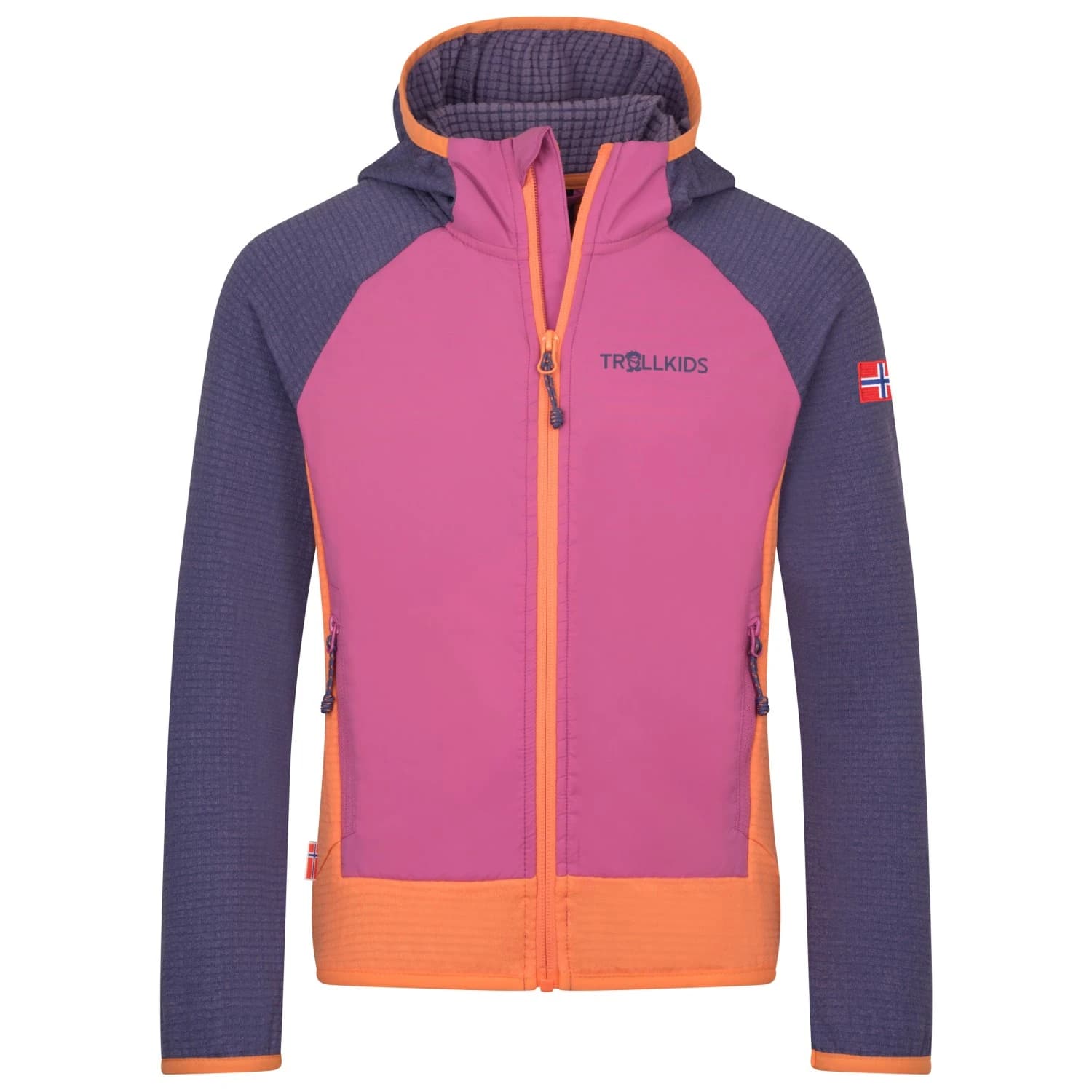 Детско поларено яке Trollkids Kid's Seiland Jacket Fleece jacket - Violet Blue / Mallow Pink / Papaya
