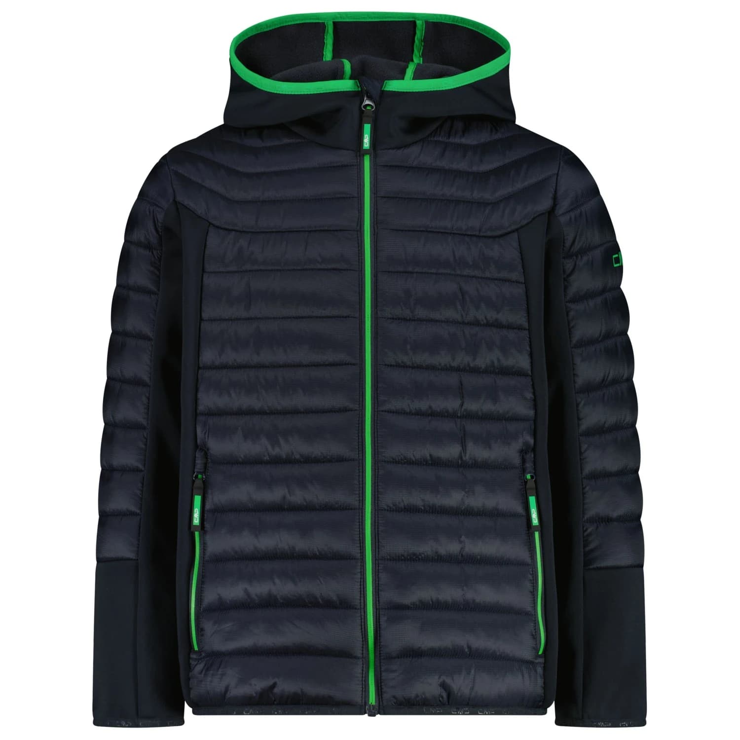 Детско синтетично яке CMP Kid's Jacket Hybrid Fix Hood 35Z3214 Hybrid jacket - Antracite / Deep Mint