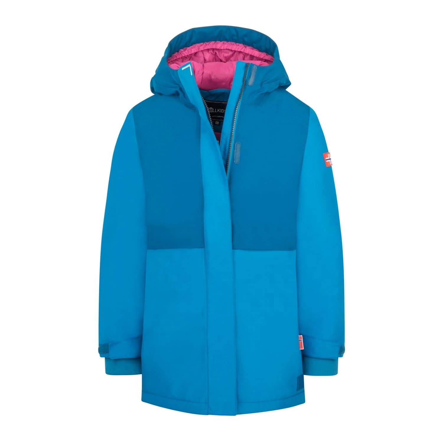 Детско палто Trollkids Girl's Hovden Coat - Madeira Blue / Bright Berry