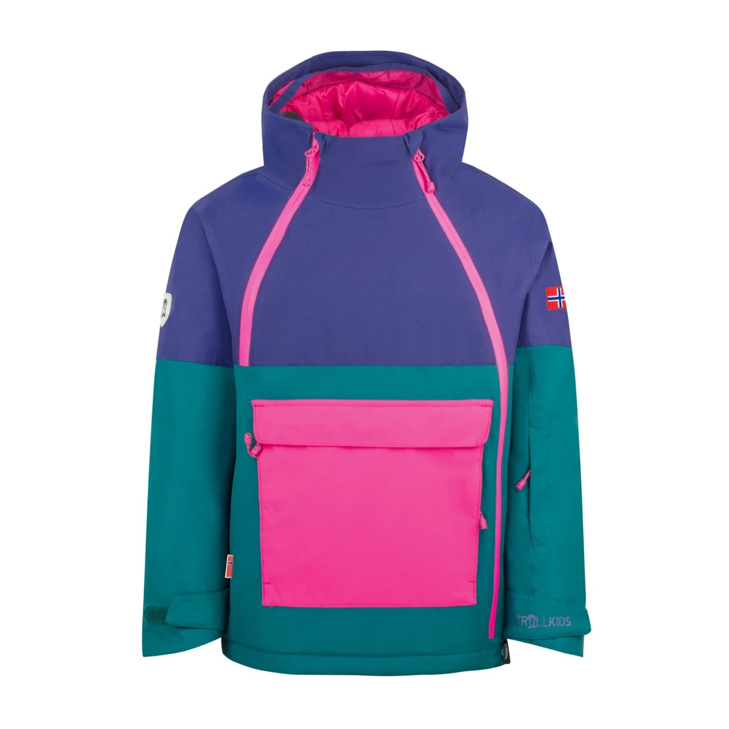 Детско ски яке Trollkids Kid's Eikedalen Jacket Ski jacket - Midnight Petrol / Deep Violet / Dark Pink