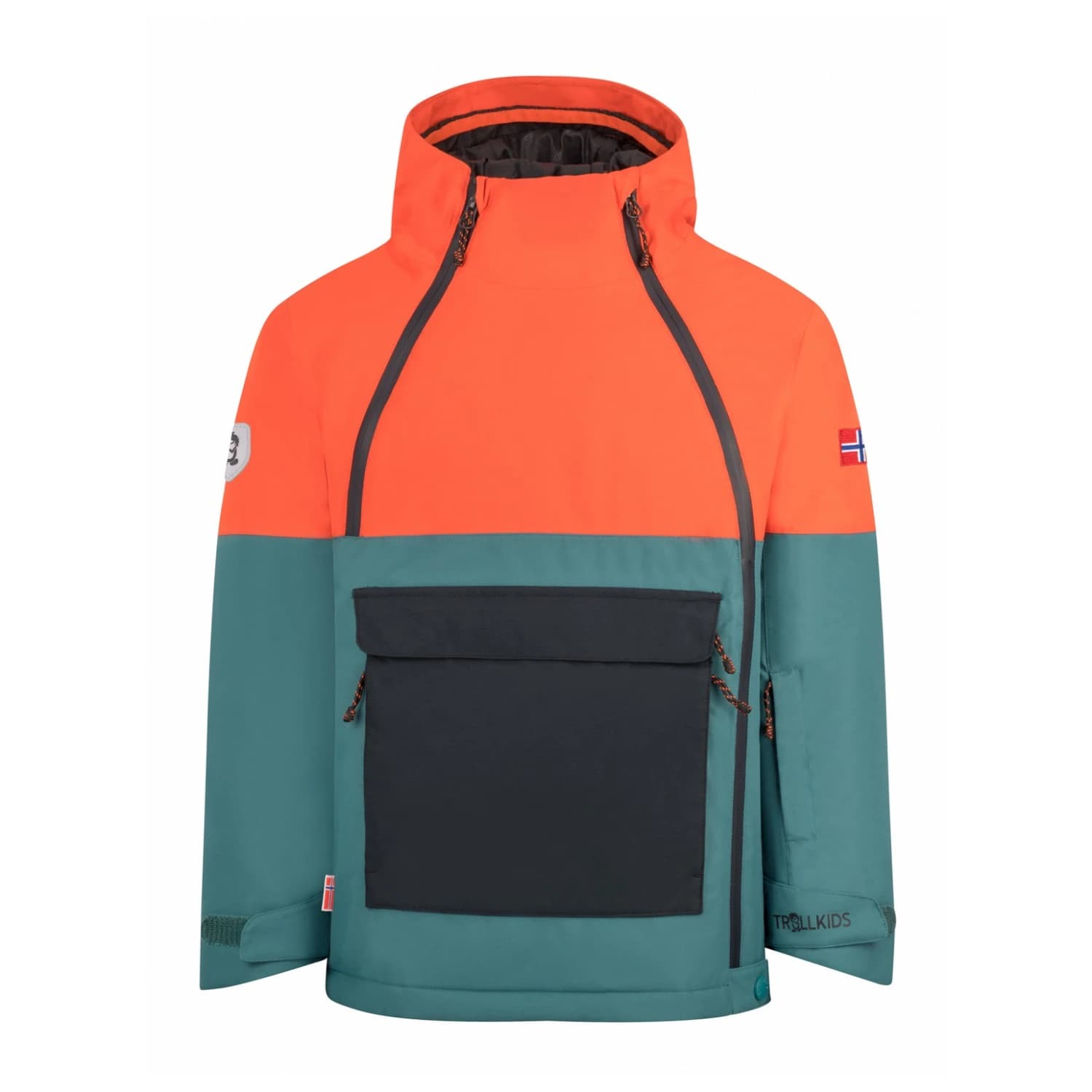 Детско ски яке Trollkids Kid's Eikedalen Jacket Ski jacket - Stormy Blue / Flame Orange / Black