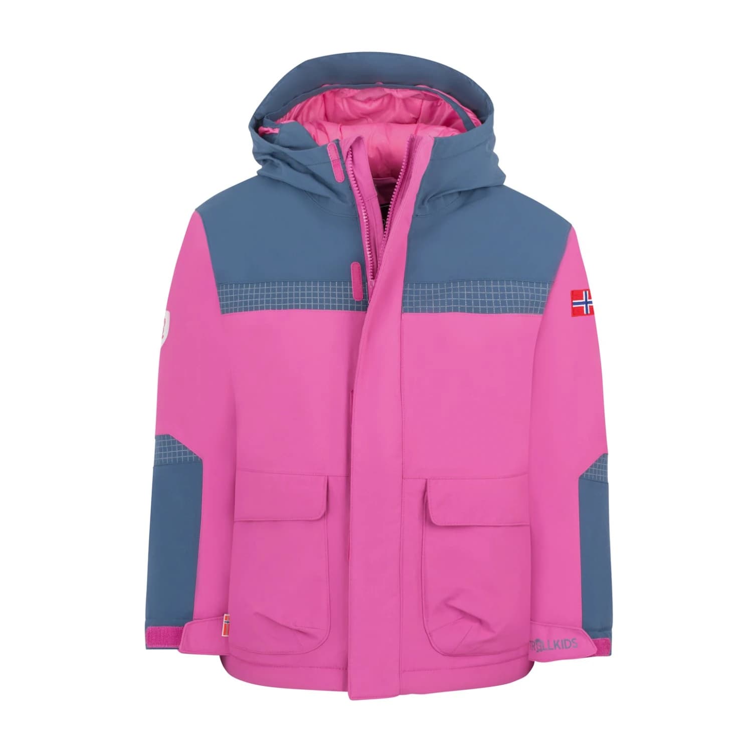 Детско зимно яке Trollkids Kid's Finnmark Jacket XT Winter jacket - Bright Berry / Mystic Blue / Light Magenta
