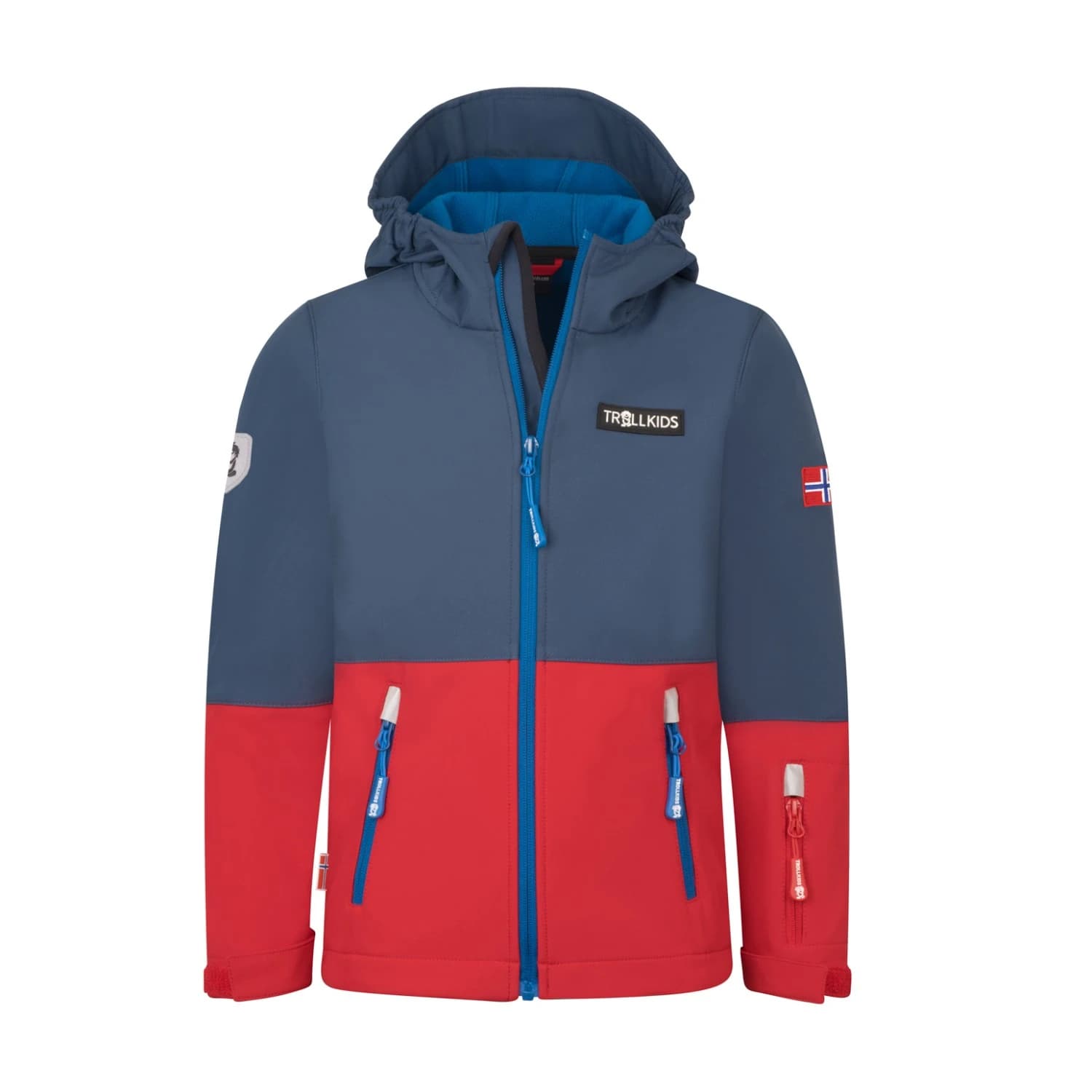 Детско софтшел яке Trollkids Kid's Skjorta Jacket Softshell jacket - Bright Red / Mystic Blue / Alpine Blue