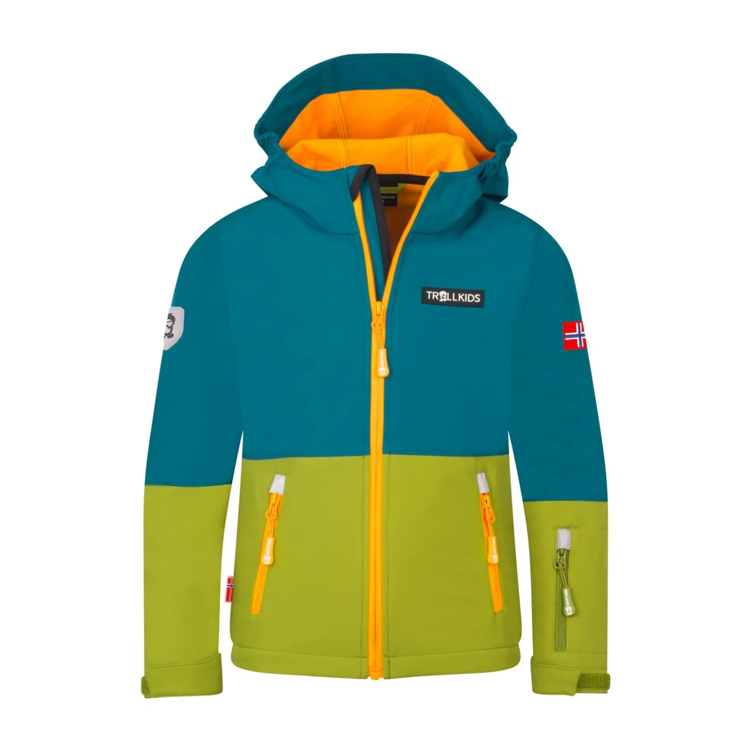 Детско софтшел яке Trollkids Kid's Skjorta Jacket Softshell jacket - Pear Green / Lagoon Green / Sahara Sunset