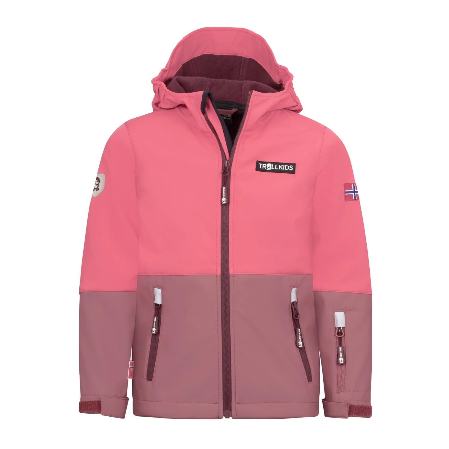 Детско софтшел яке Trollkids Kid's Skjorta Jacket Softshell jacket - Pink Salmon / Frozen Berry