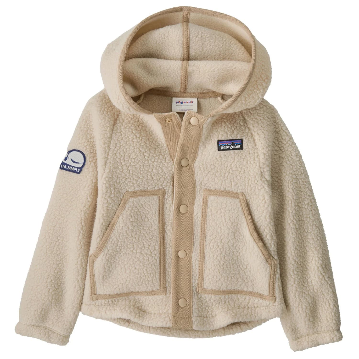 Детско поларено яке Patagonia Kid's Baby Retro Pile Jacket Fleece jacket - Live Simply Whale Patch: Dark Natural