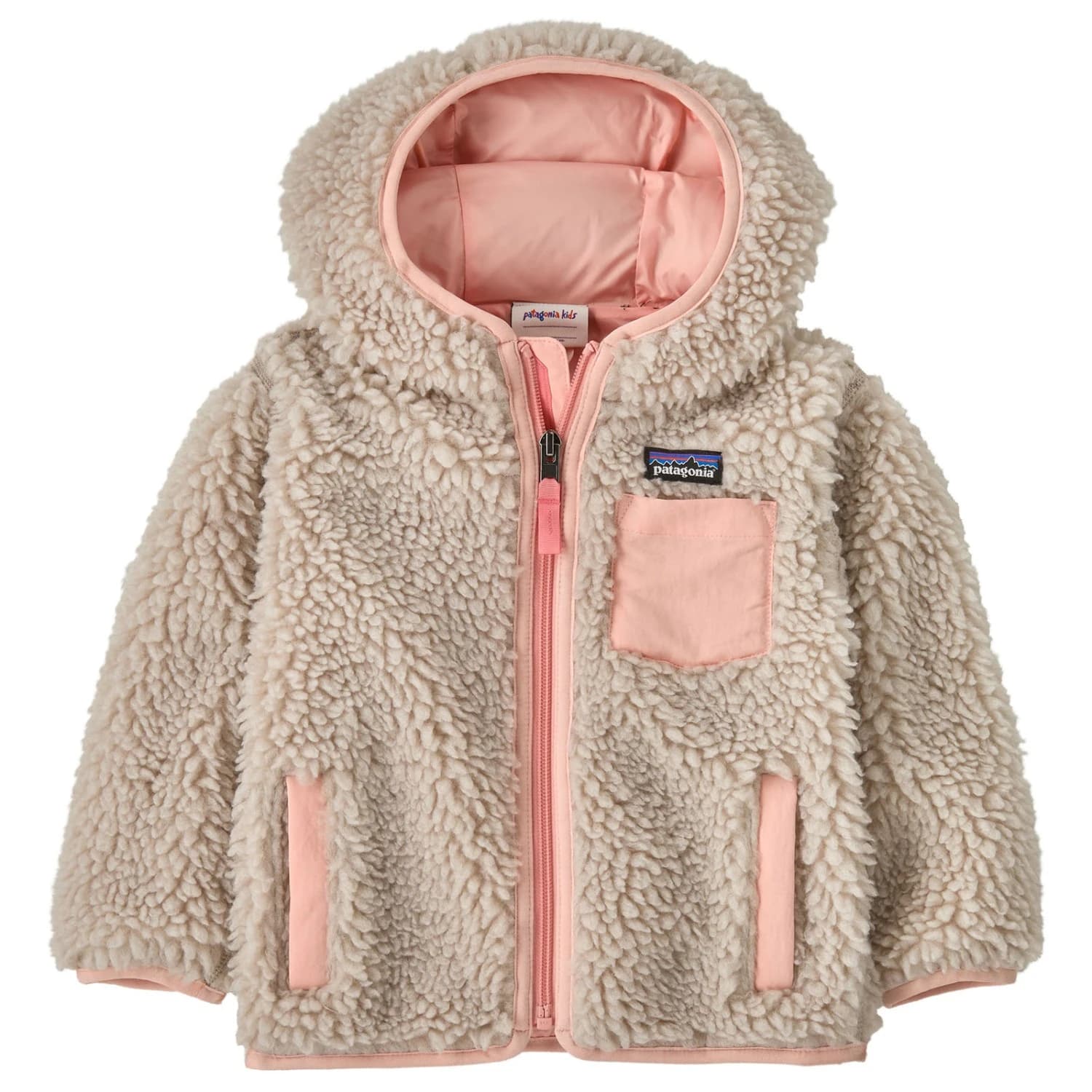 Детско поларено яке Patagonia Kid's Baby Retro-X Hoody Casual jacket - Natural / Sunlit Pink