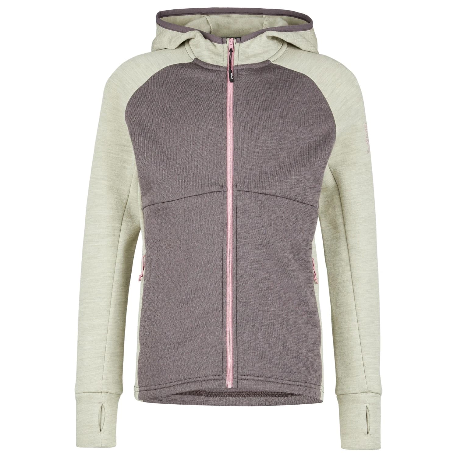 Детско вълнено яке Stoic Kid's MerinoFleece240 StorforsSt. Zip Hoody Merino hoodie - Stone Grey Melange / Dark Purple