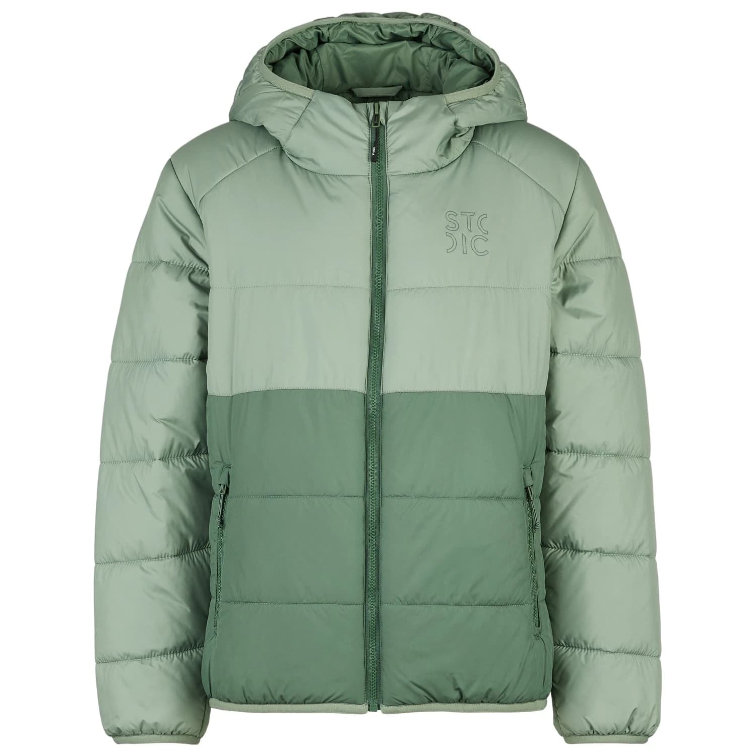 Детско синтетично яке Stoic Kid's MountainWool200 Strobo Hoody Synthetic jacket - Iceberg Green / Pineneedle Green