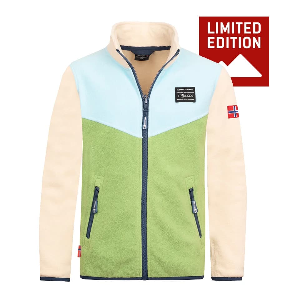 Детско поларено яке Trollkids Kid's Oppdal Jacket XT Exclusive Fleece jacket - Meadow Green