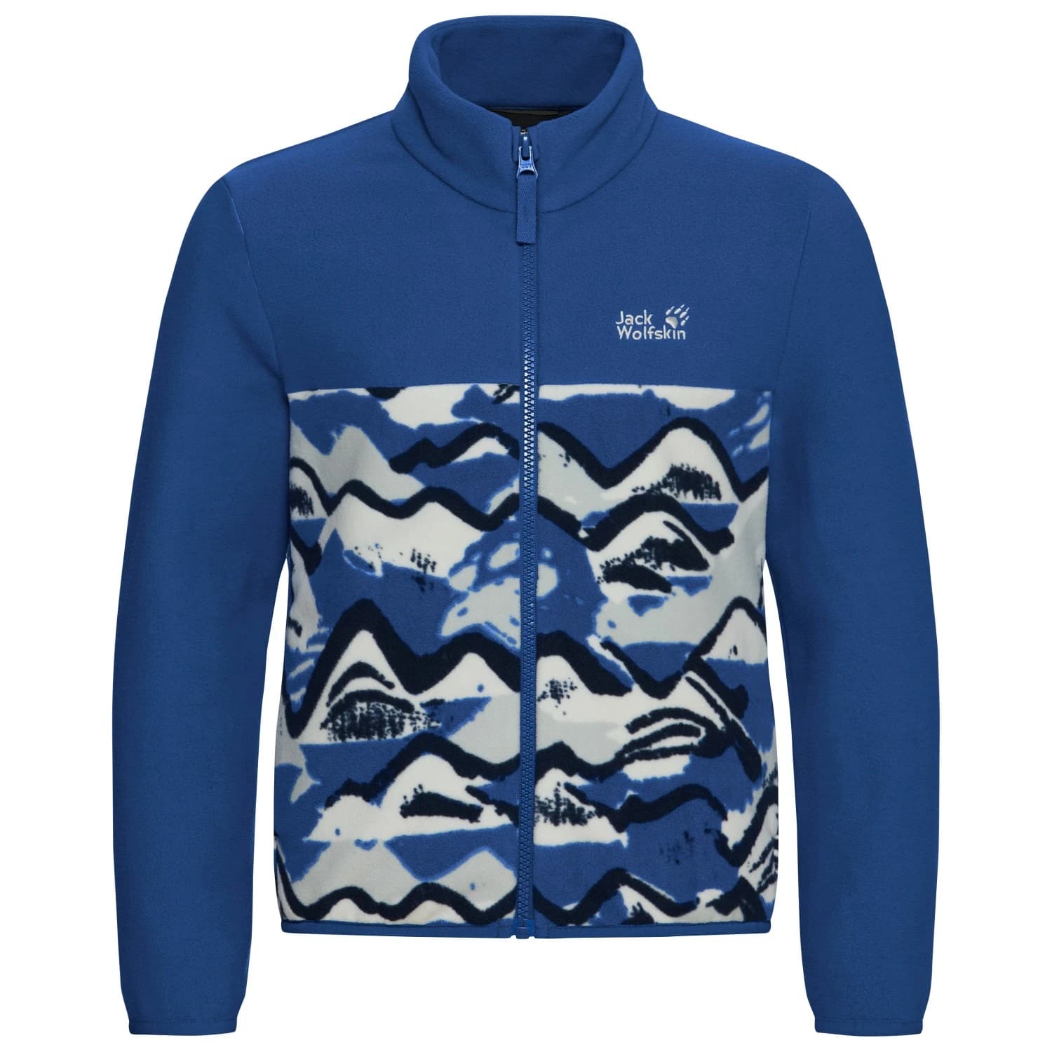 Детско поларено яке Jack Wolfskin Kid's Paw Era 100 Print Fullzip Fleece jacket - Mountain Paw Blue Orchid