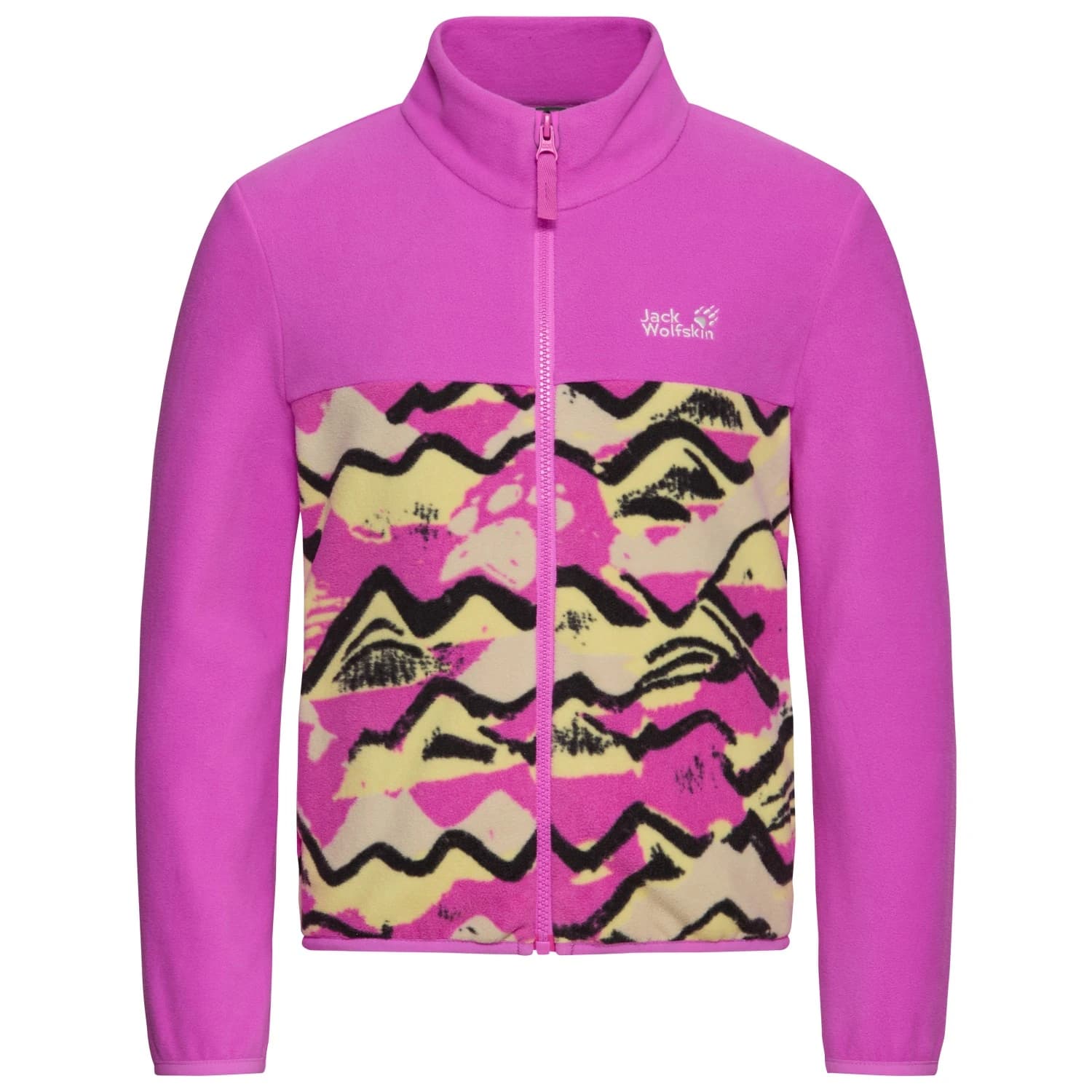 Детско поларено яке Jack Wolfskin Kid's Paw Era 100 Print Fullzip Fleece jacket - Mountain Paw Foxglove