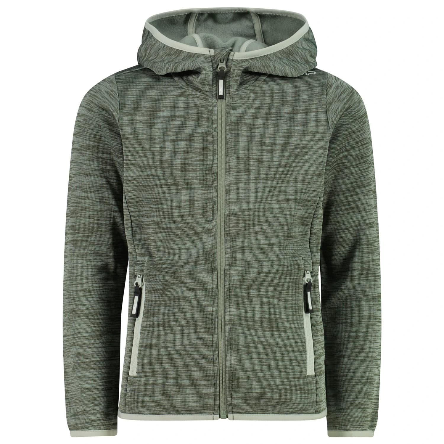 Поларено яке CMP Girl's Jacquard Knitted Jacket Fix Hood Fleece jacket - Avocado Melange