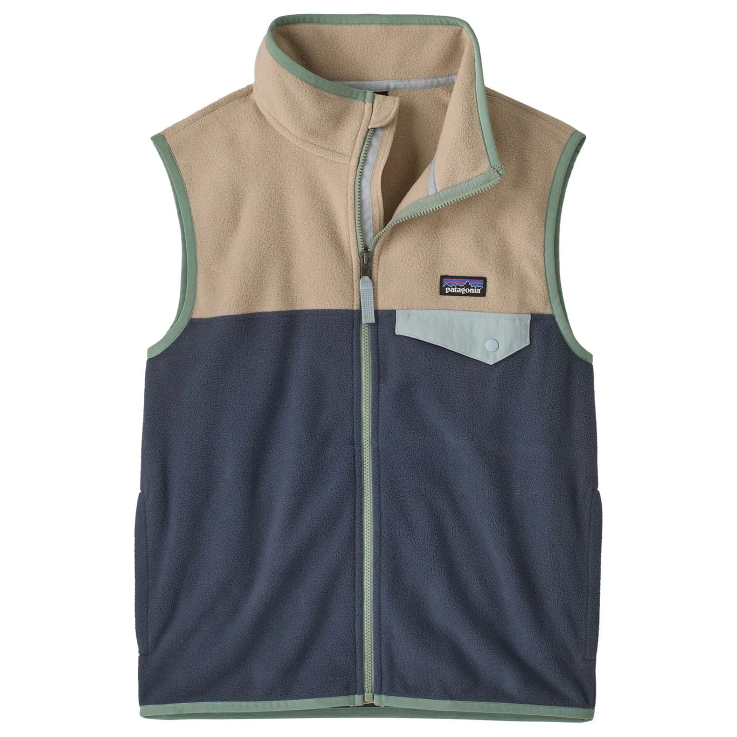 Детски поларен елек Patagonia Kid's Micro D Snap-T Vest Fleece vest - Smolder Blue / Oar Tan