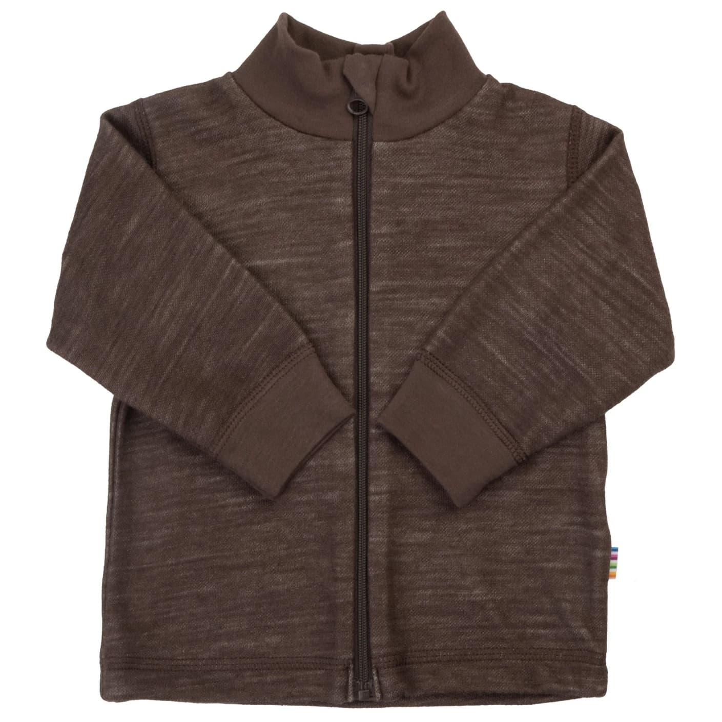 Детско вълнено яке Joha Kid's Cardigan with Collar and Zip Merino jacket - Dark Brown