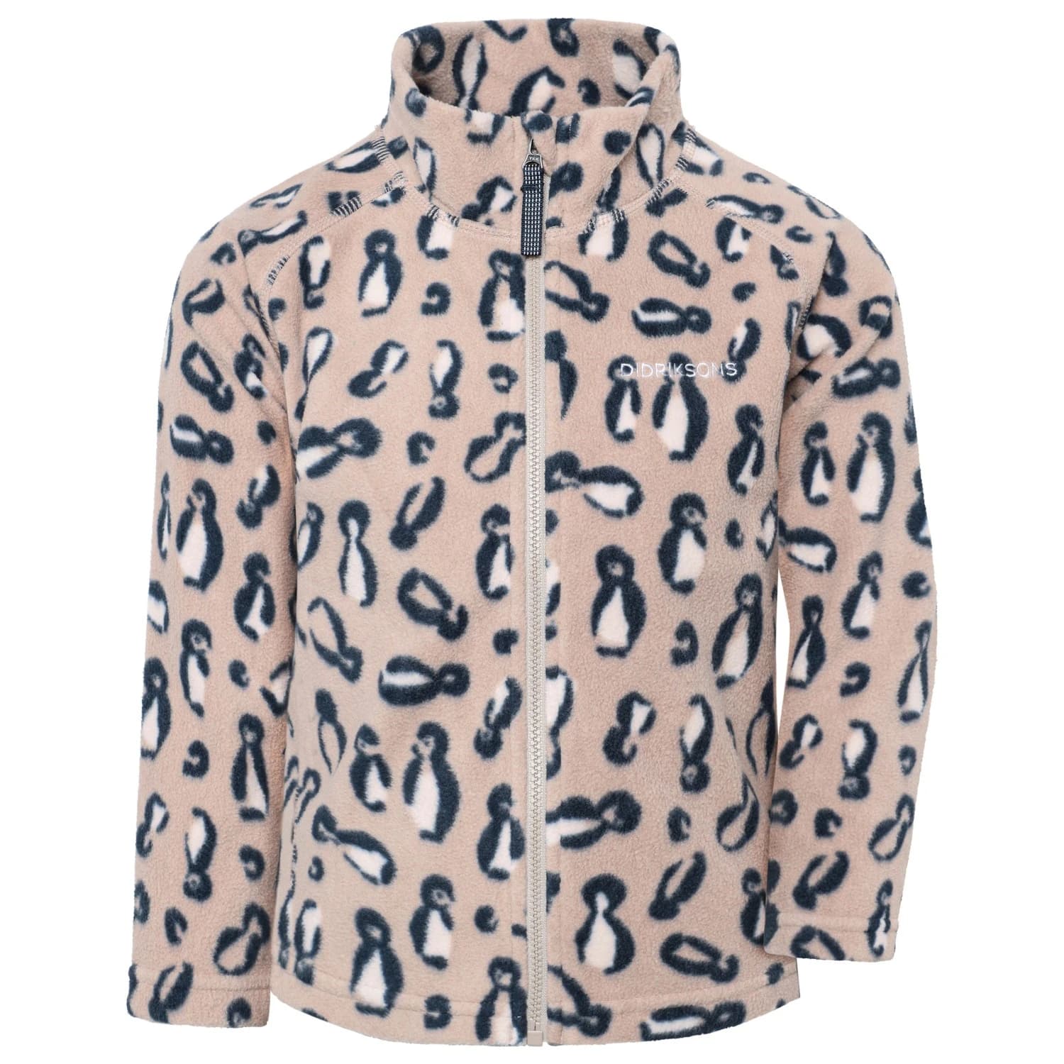 Детско поларено яке Didriksons Kid's Monte Printed Full-Zip Fleece jacket - Penguino Beige