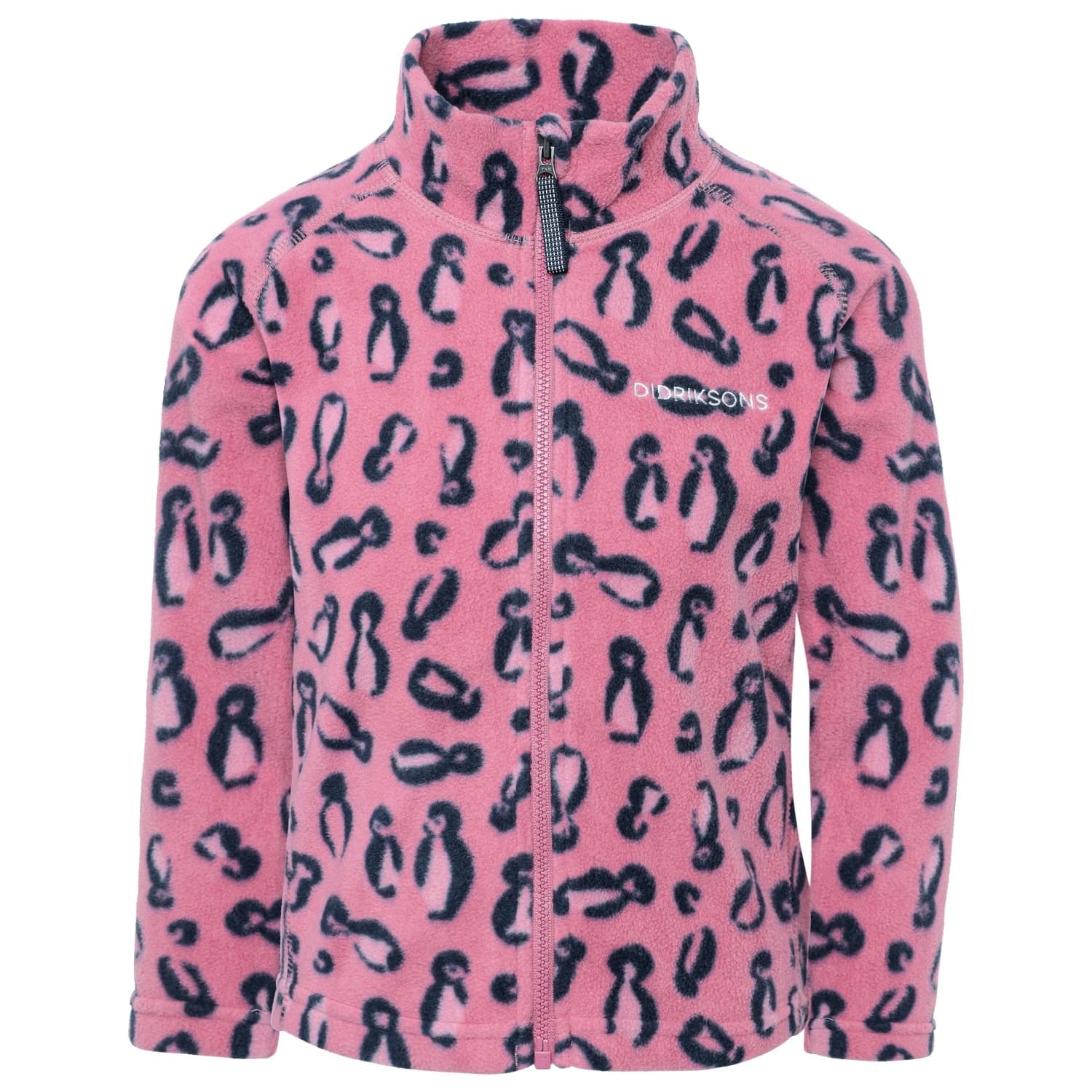 Детско поларено яке Didriksons Kid's Monte Printed Full-Zip Fleece jacket - Penguino Pink