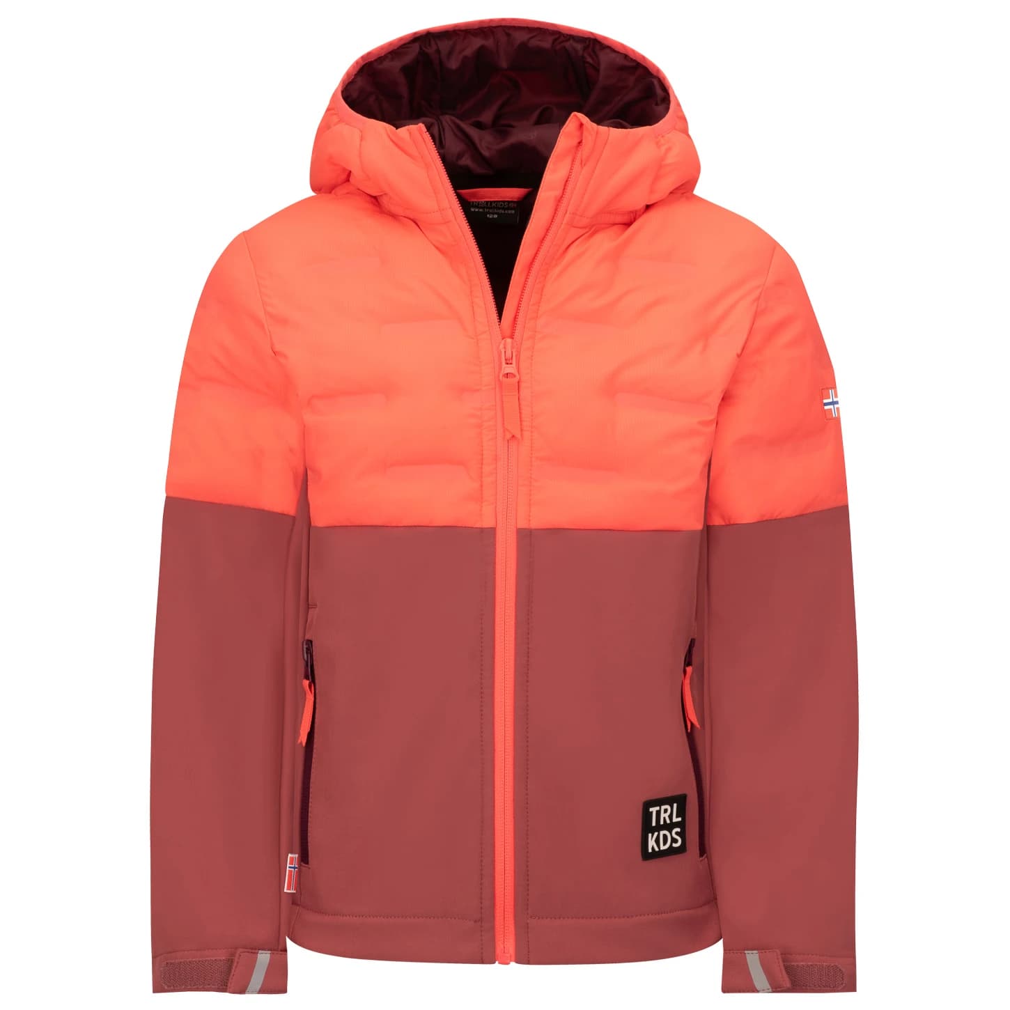 Детско софтшел яке Trollkids Kid's Helgeland Jacket Softshell jacket - Pink Salmon / Frozen Berry
