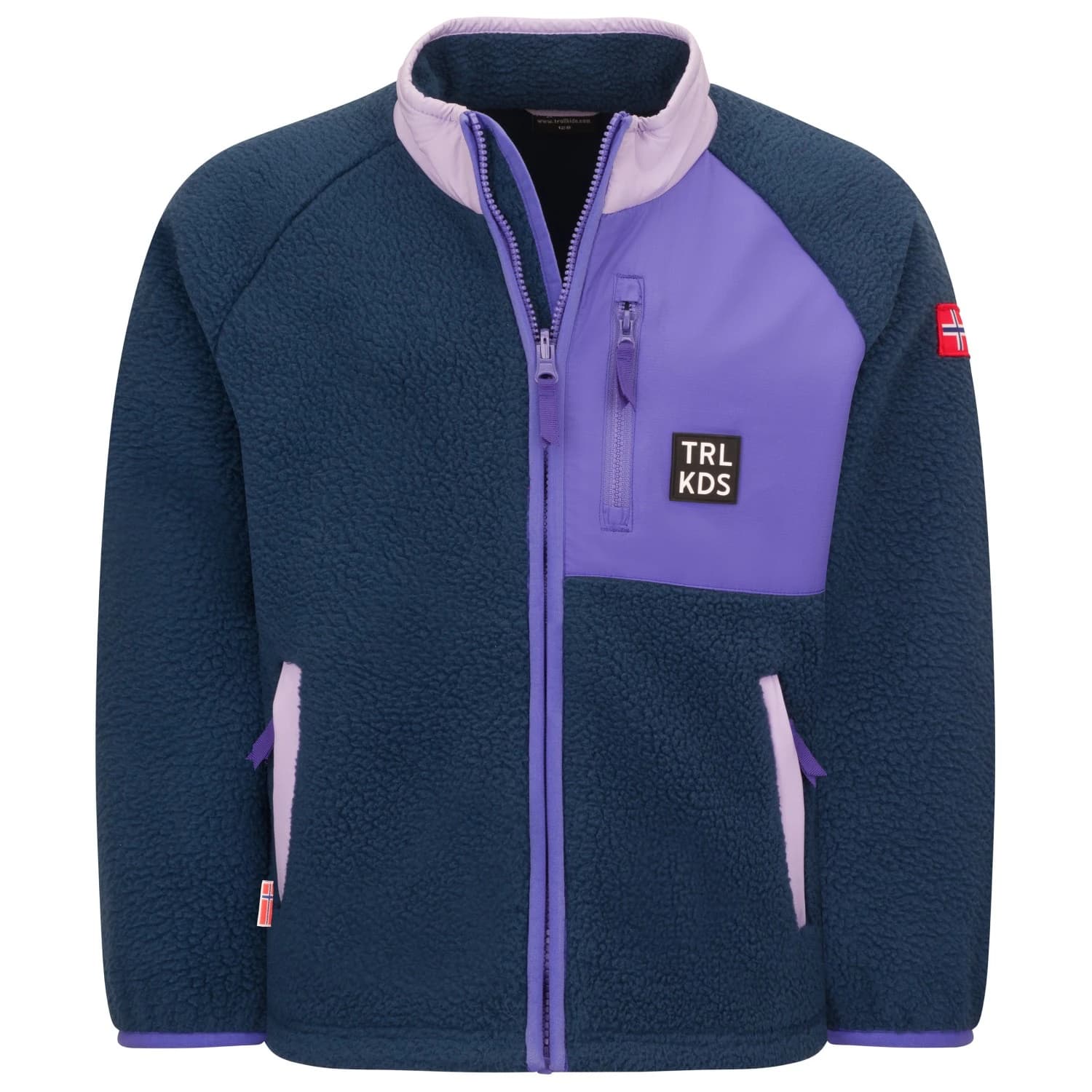 Детско поларено яке Trollkids Kid's Odda Jacket XT Fleece jacket - Mystic Blue / Wisteria Purple
