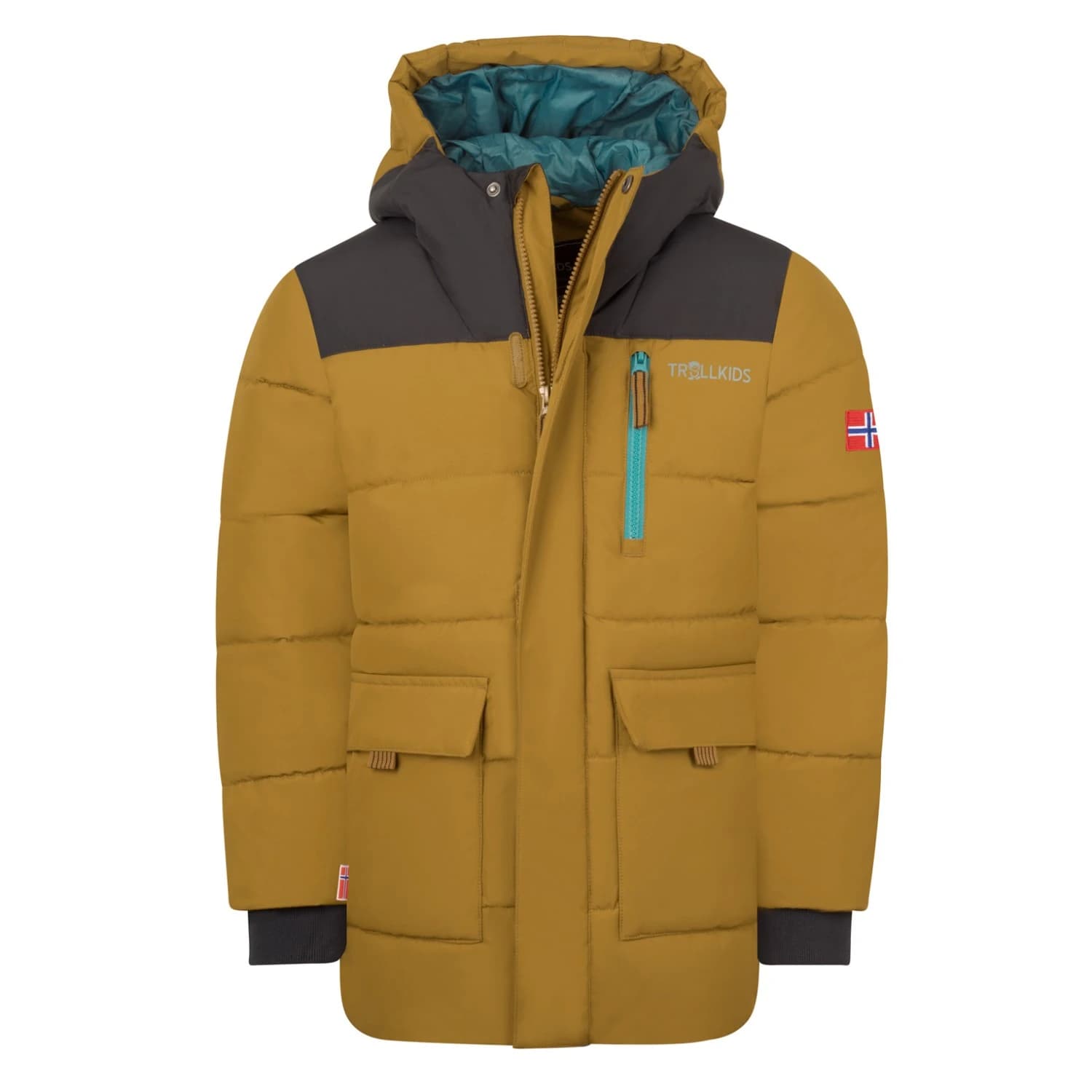 Детско зимно яке Trollkids Kid's Torsvag Parka Winter jacket - Bronze / Black / Stormy Blue