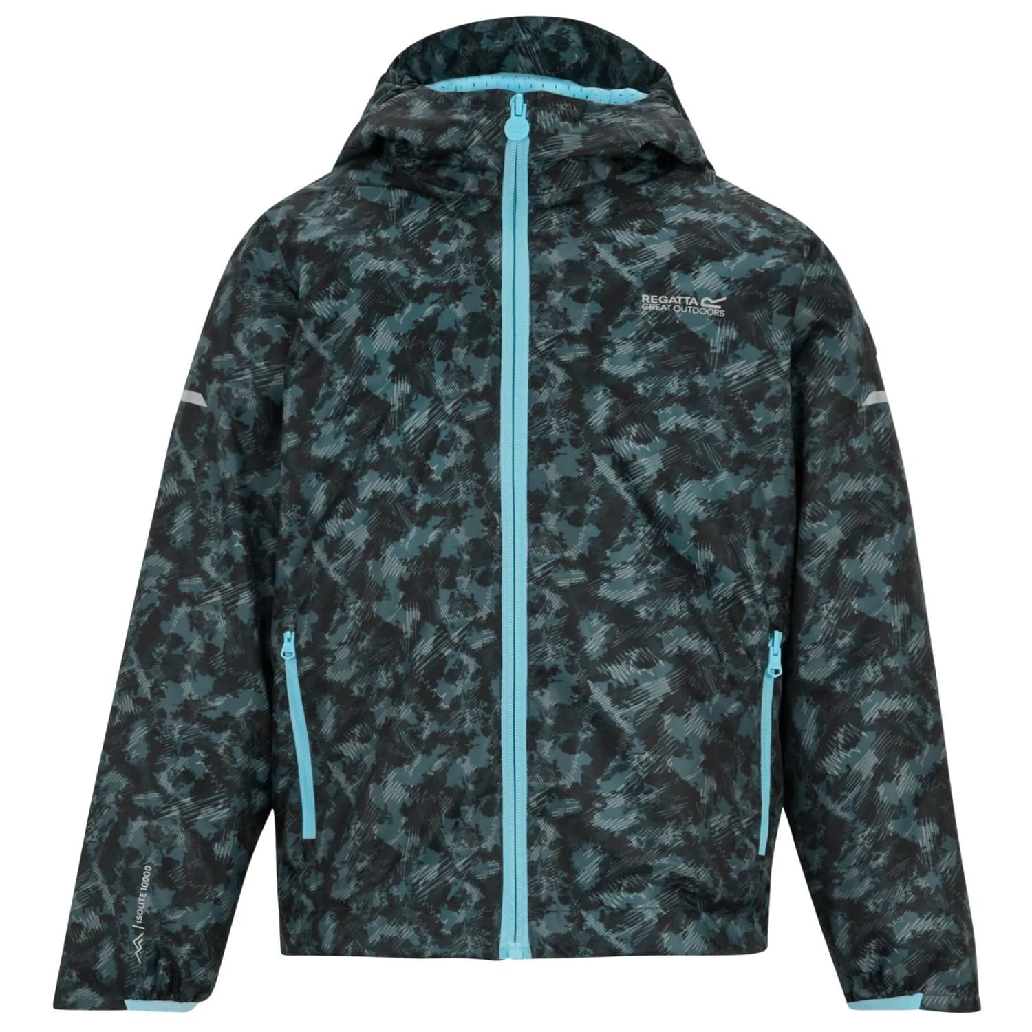 Детско водоустойчиво яке Regatta Kid's Printed Lever II Waterproof jacket - China Blue / Scratched Camo