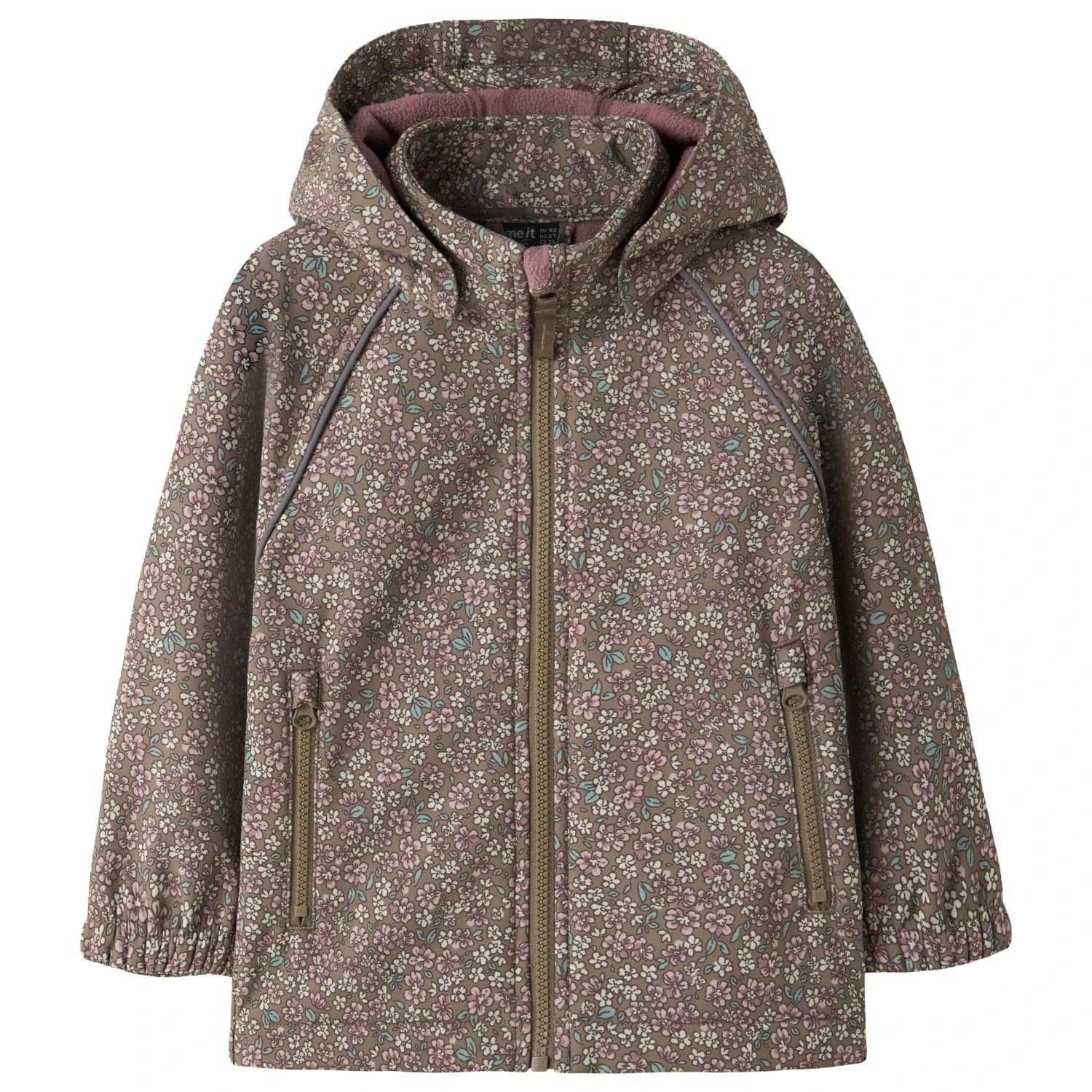 Детско софтшел яке Name it Kid's Alfa08 Softshell Jacket AOP Softshell jacket - Brown Lentil Flower Field