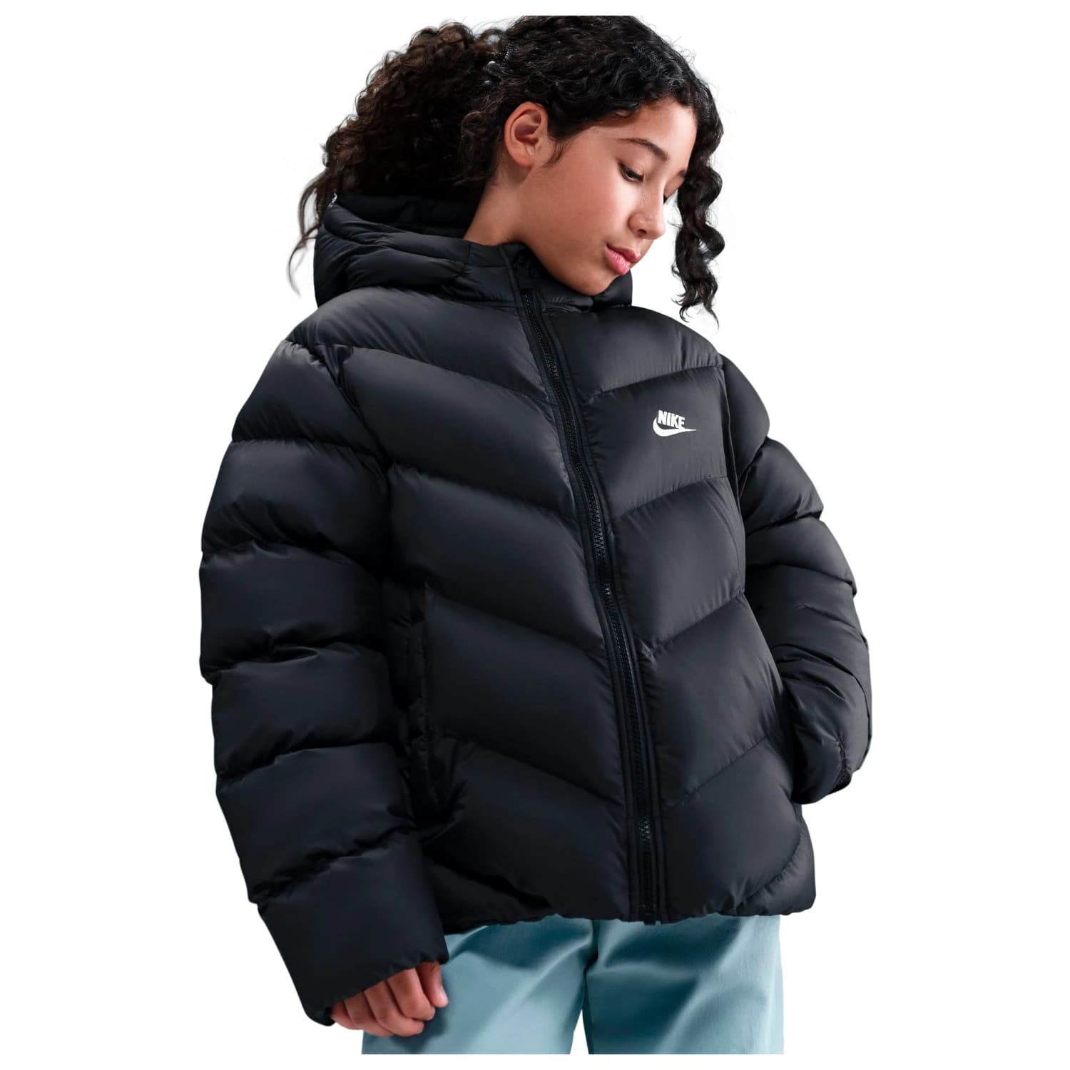 Детско синтетично яке Nike Kid's NSW Therma Fit All Day Puffer Synthetic jacket - Black / White