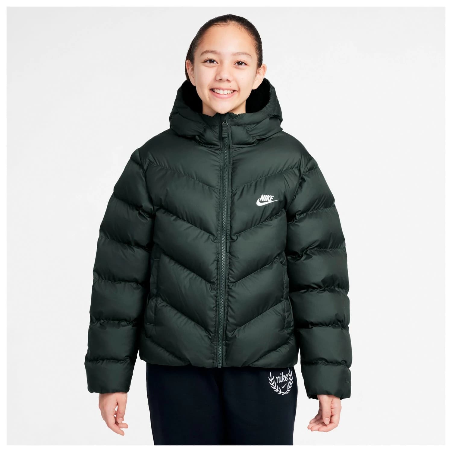 Детско синтетично яке Nike Kid's NSW Therma Fit All Day Puffer Synthetic jacket - Camo Green / White