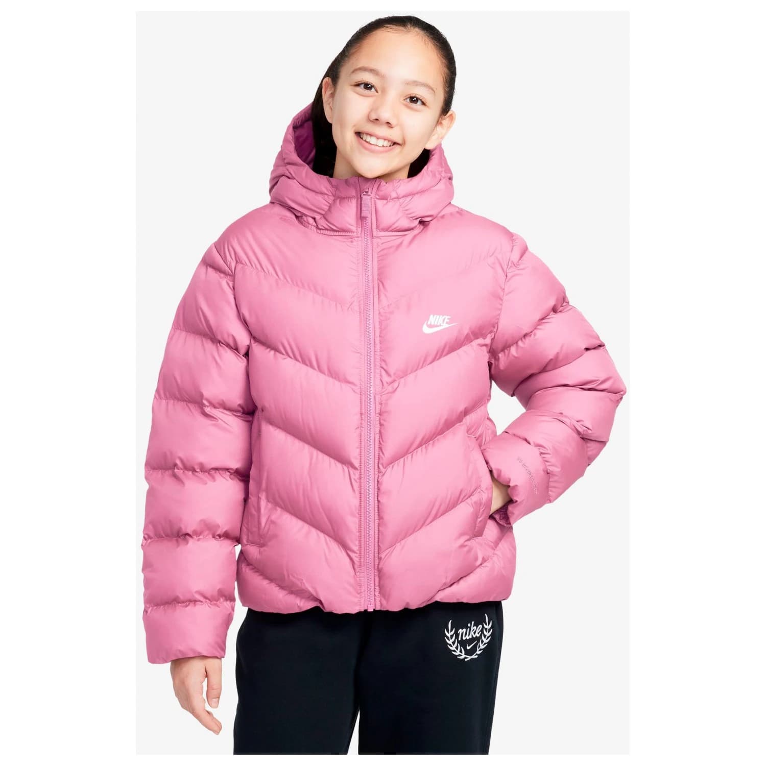 Детско синтетично яке Nike Kid's NSW Therma Fit All Day Puffer Synthetic jacket - Pink Rise / White