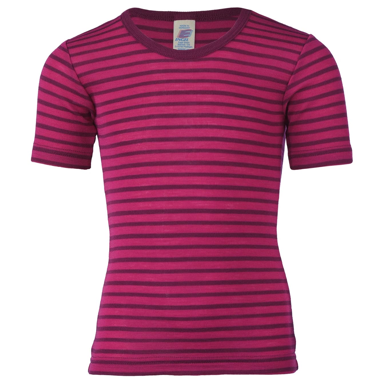 Детско копринено термобельо Engel Kids' Undershirt S/S Merino base layer - Himbeere / Orchidee