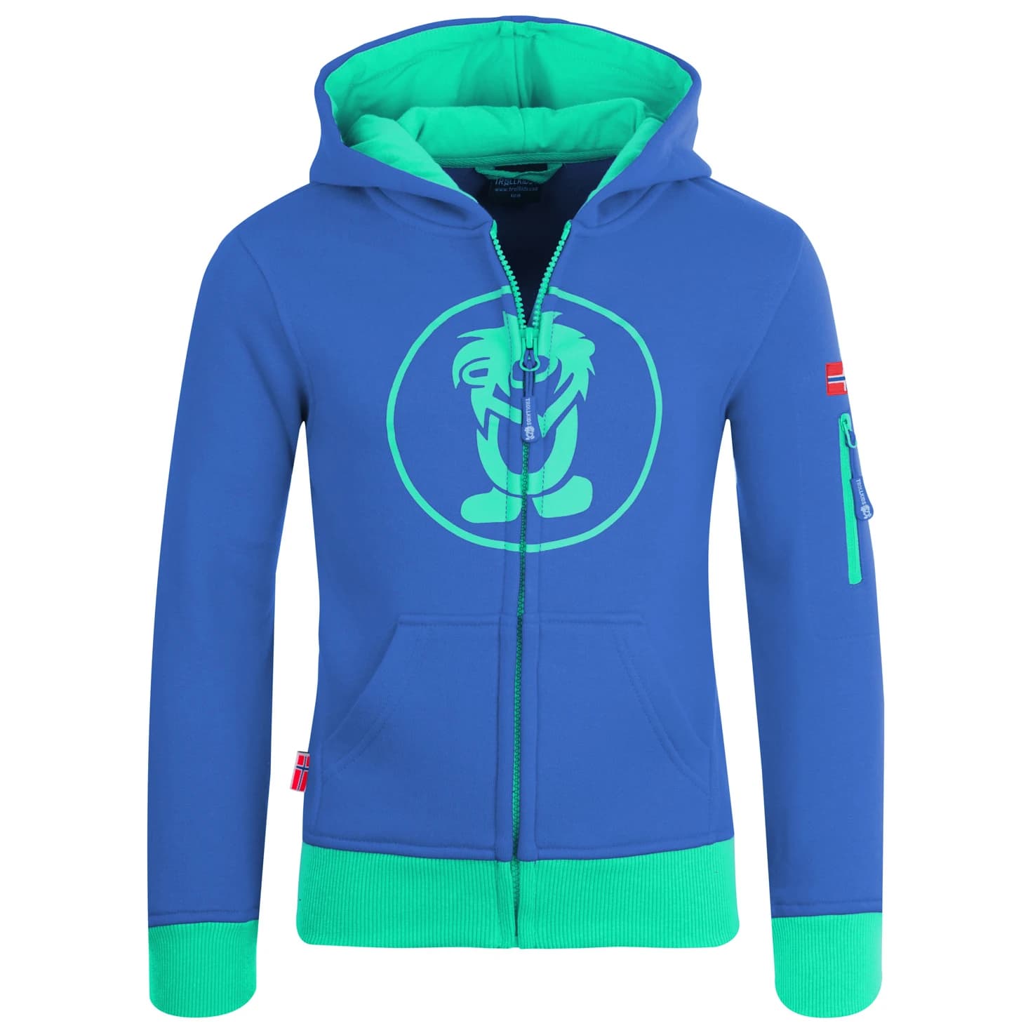 Детски суичър Trollkids Kids Sortland Jacket Hoodie - Midnight Blue / Dark Mint