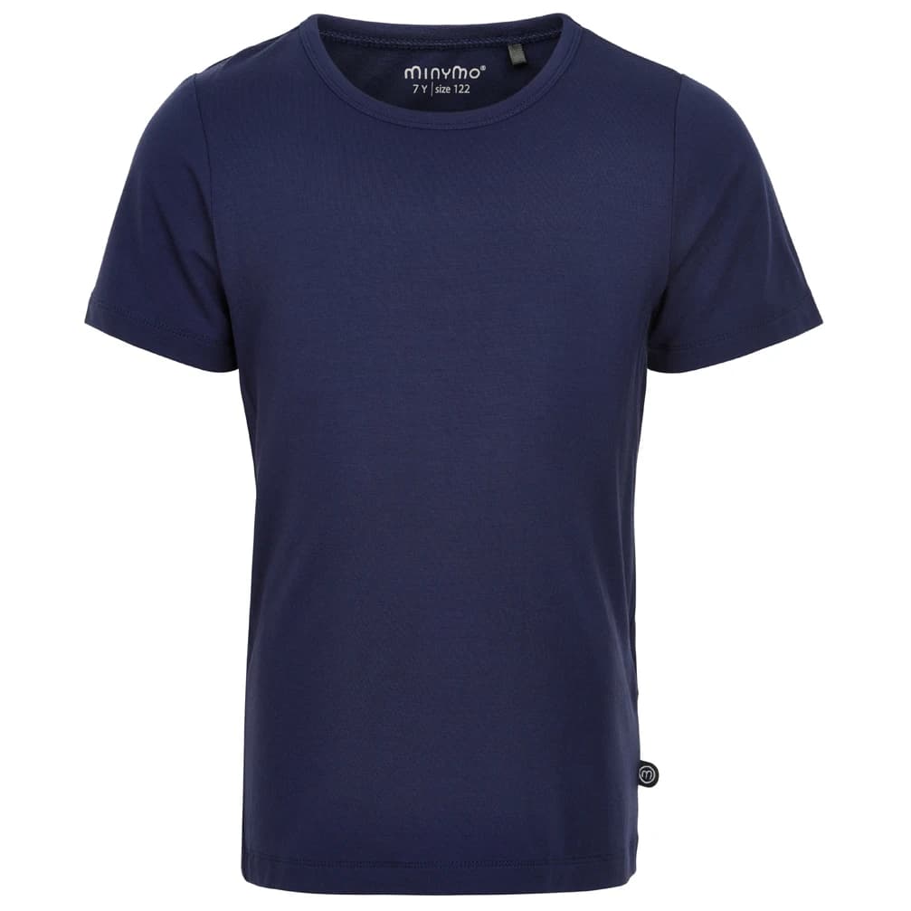 Детски долна фланелка с къс ръкав Minymo Kid's Blouse S/S Bamboo T-shirt - Dark Navy