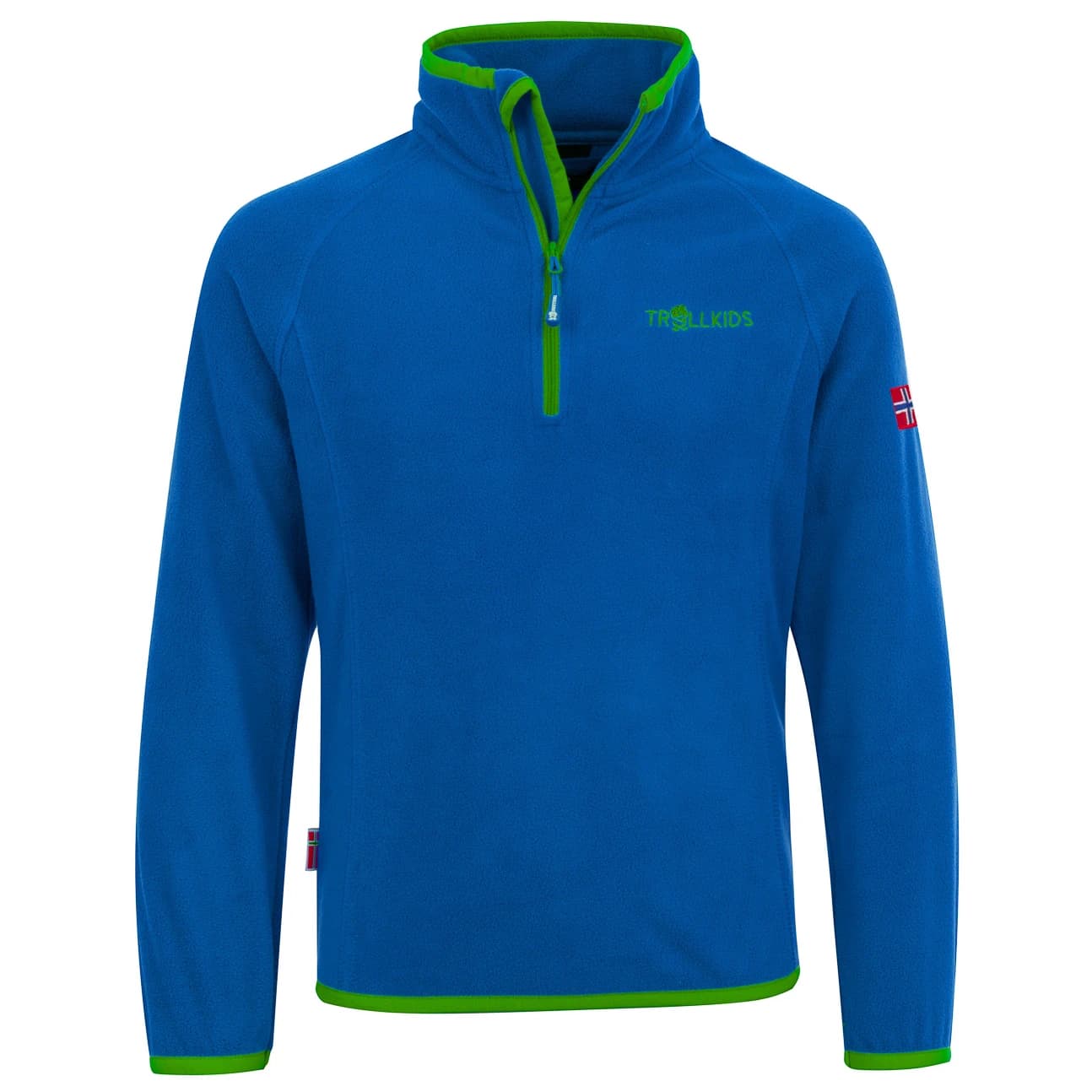 Детски поларен пуловер Trollkids Kid's Nordland Half Zip Fleece jumper - Medium Blue / Green